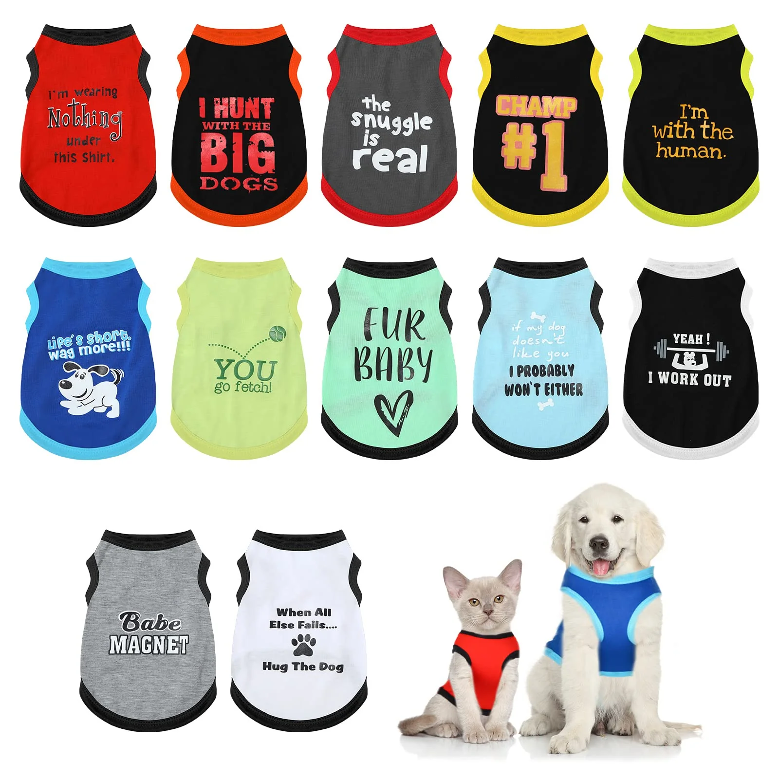 Easy-to-Use BBTO 12 Styles Dog Shirts – Breathable Printed Pet Tees for Dogs Cats XS-XL Advanced