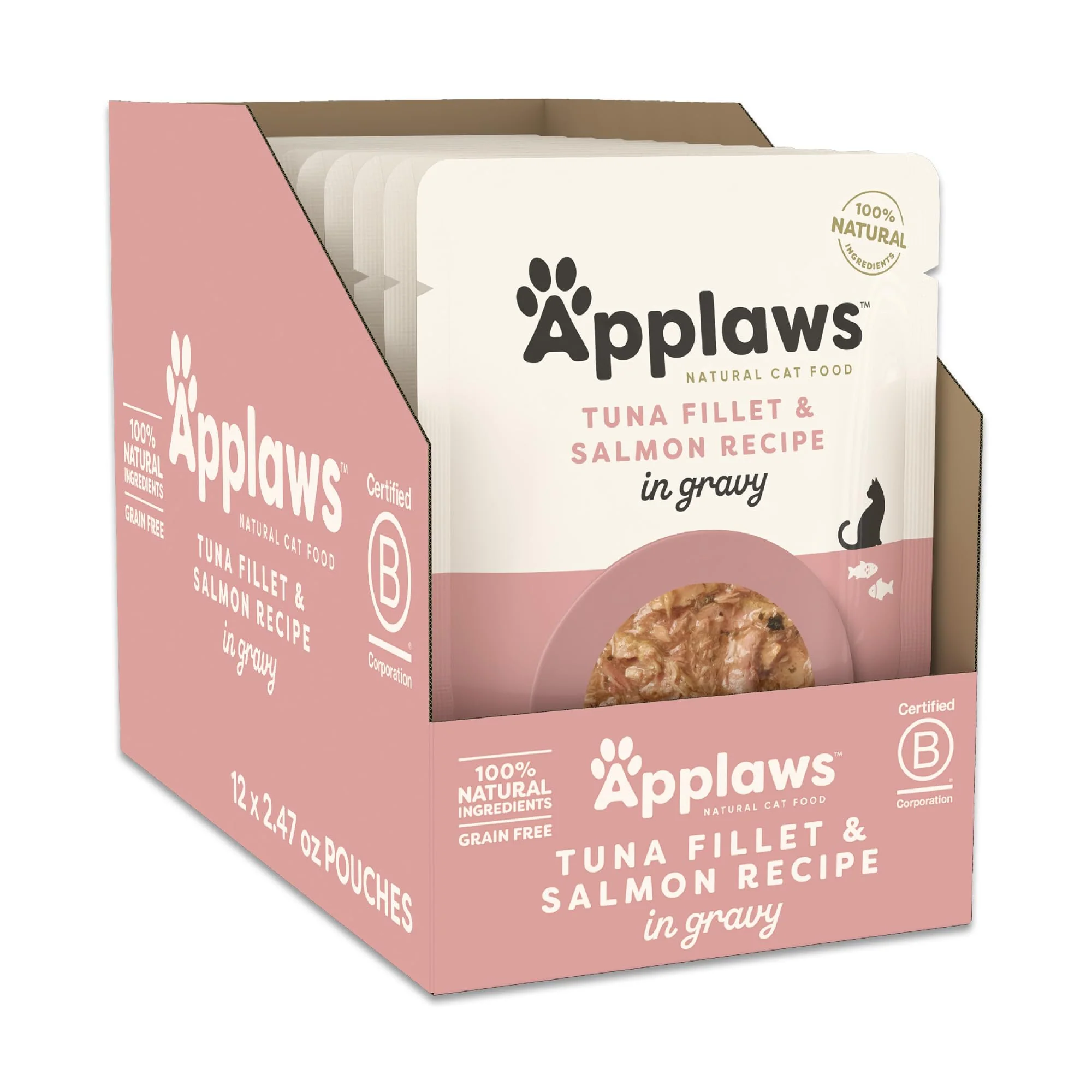 High-Performance Applaws Natural Wet Cat Food in Gravy – Tuna Salmon High Protein Natural Ingredients Crafted