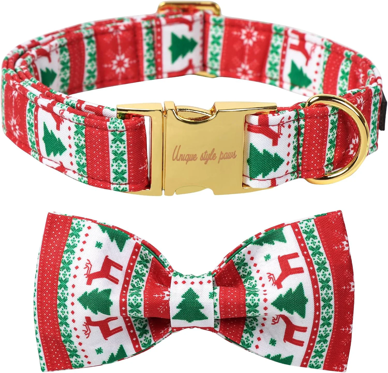 Proven Unique Style Paws Christmas Day Dog Collar with Bow Christmas Tree Cotton Puppy Collars for Small Medium Large Dogs Outstanding
