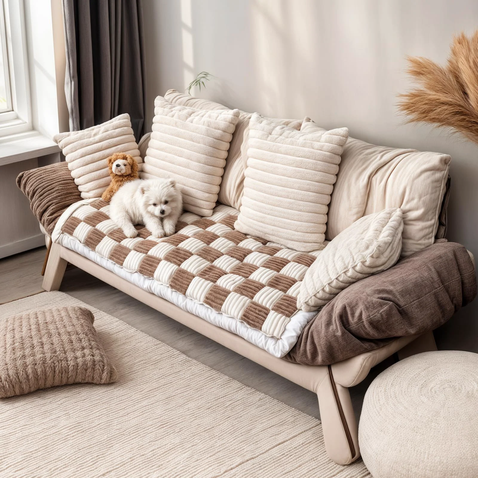 Safe PulseFay Dog Couch Cover Protector — Velvet Soft Non-Slip Washable Brown 27.6 x 82.7 in Innovative