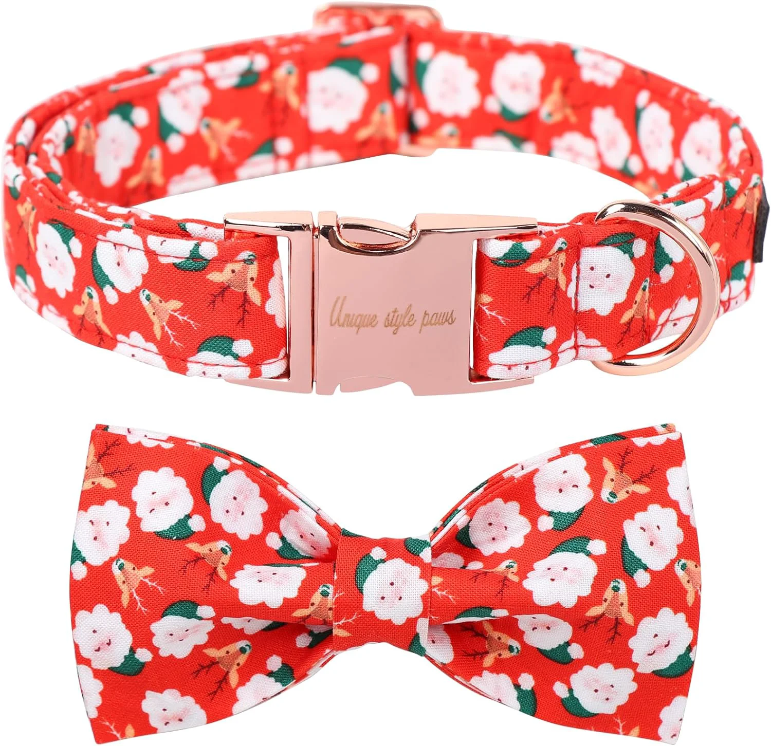 Exceptional Unique Style Paws Christmas Day Dog Collar with Bow Christmas Tree Cotton Puppy Collars for Small Medium Large Dogs Certified