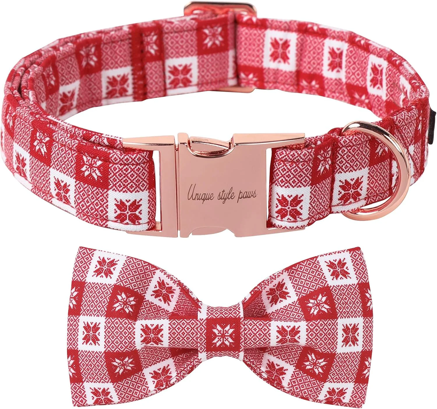 Detailed Unique Style Paws Christmas Day Dog Collar with Bow Christmas Red Papercut Cotton Puppy Collars for Small Medium Large Dogs Artisan