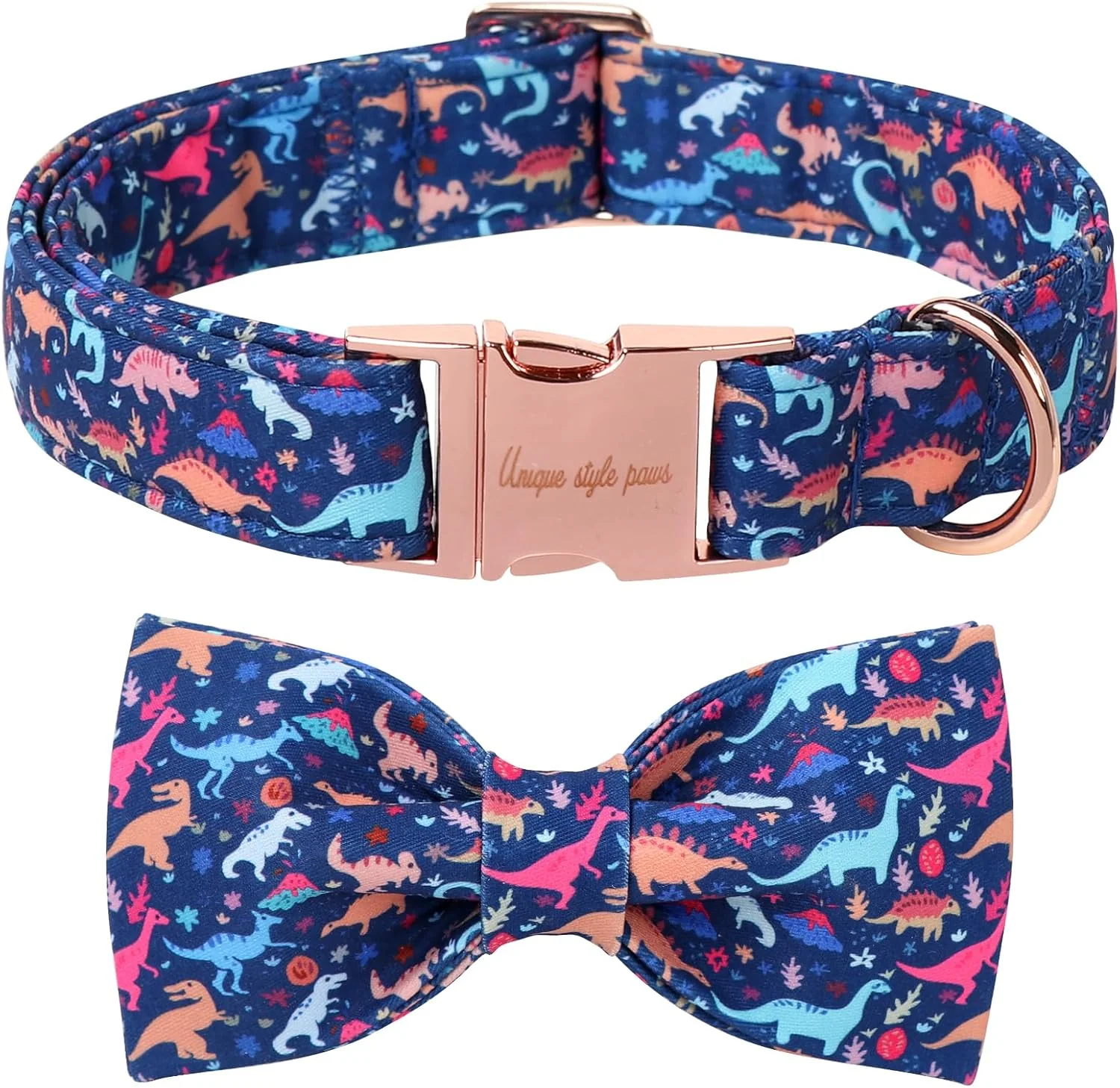 Trusted Unique style paws Cartoon Dog Collar with Bow Spring Summer Collar with Flower Dinosaur Park for Small Medium Large Boys Girls Dogs Durable