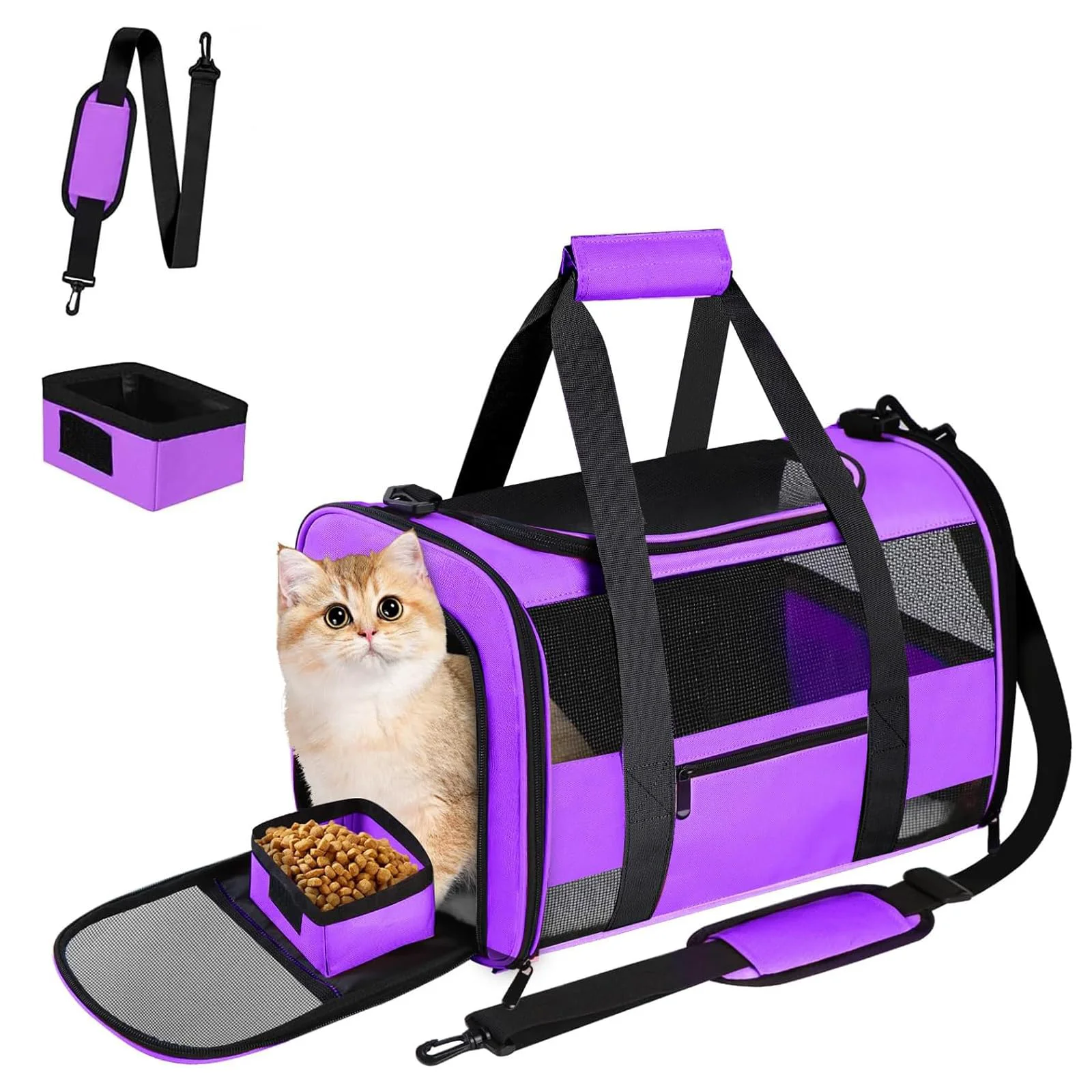 Functional CUSSIOU Airline Cat Carrier Small Dog Carrier — Under-Seat Collapsible Purple Exclusive