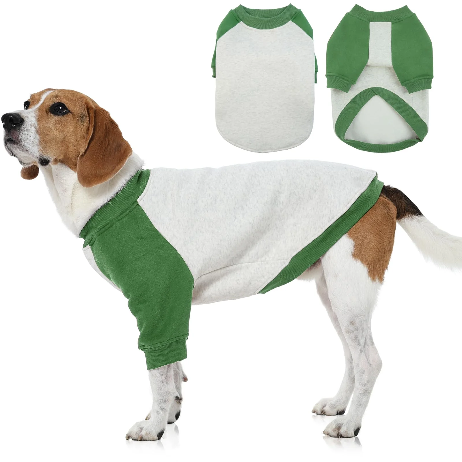 Reliable FUAMEY Dog Sweatshirt Fleece Lined for Large Dogs Warm Raglan Pullover Green L Eco-Friendly