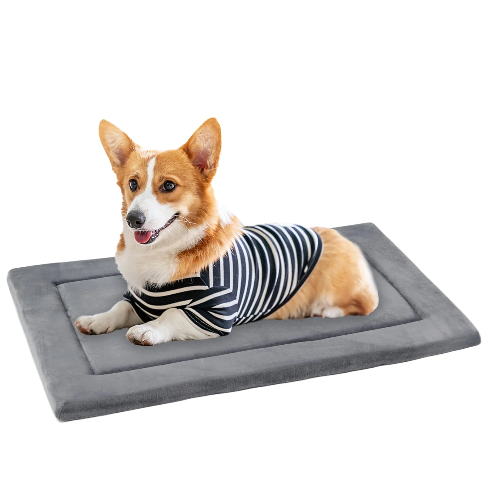 Prestigious KHONSU PET Dog Bed Mat for Crate — Slim 1.1in Cooling Pad Reversible Flannel Waterproof Canvas Up to 45 lbs Modern