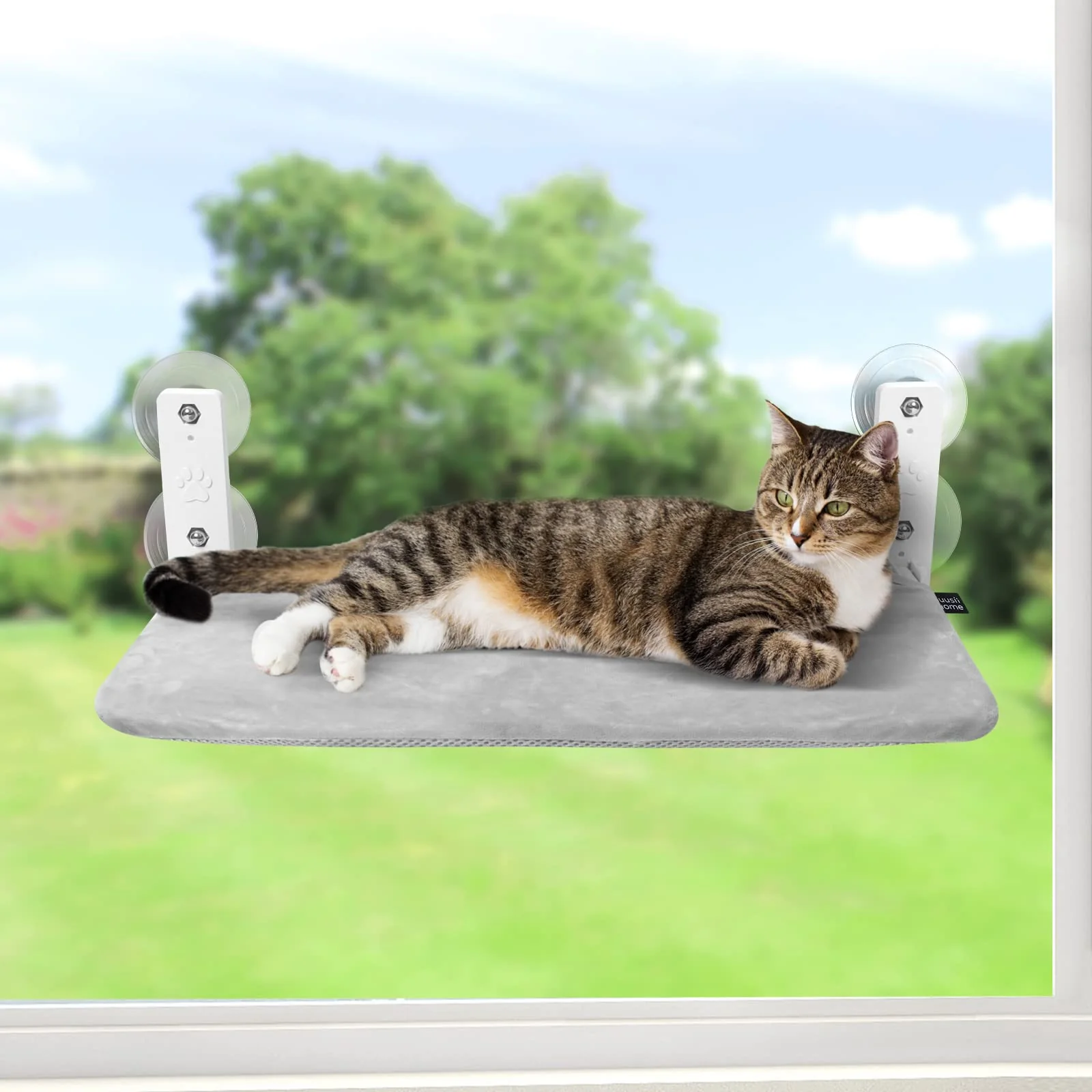 Environmentally Friendly Sunhoo Cat Window Hammock – Foldable Cordless Window Seat Up to 55 lbs Grey M Traditional