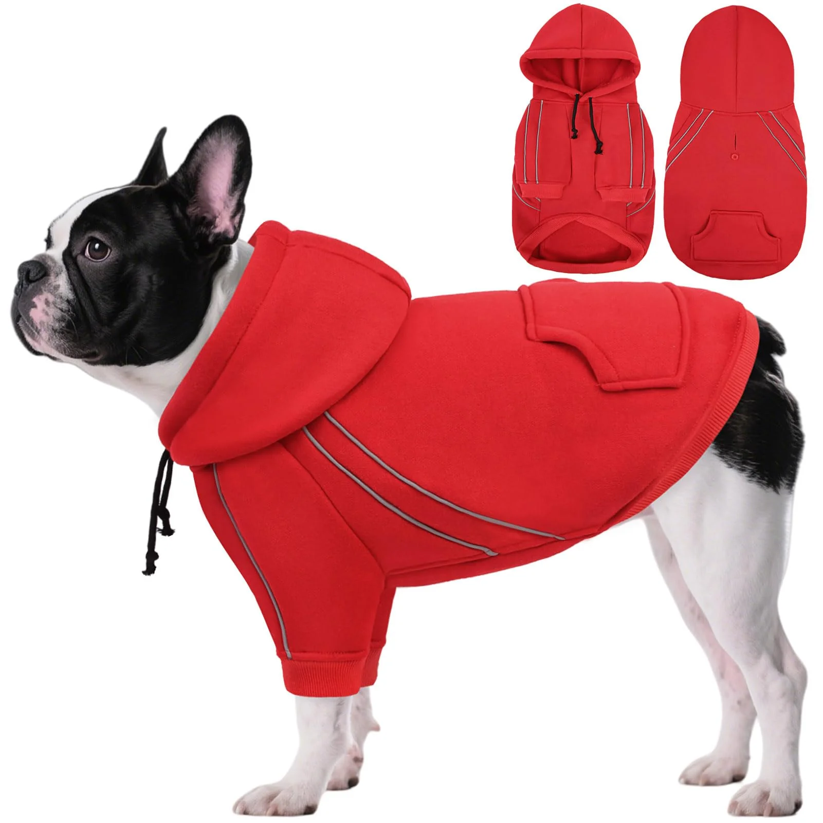 Smooth ASENKU Cozy Dog Hoodie – Soft Fleece Adjustable Hood Leash Hole Reflective Safety Red M Exceptional
