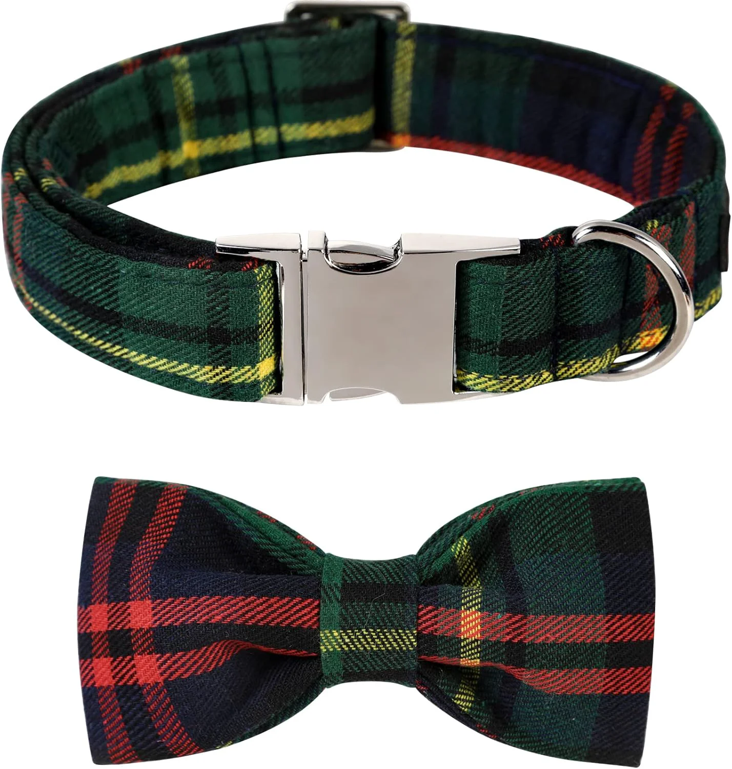 Innovative Lionet Paws Christmas Dog Collar with Bowtie Durable Adjustable Handmade Comfortable Bowtie Dog Collar Green with Metal Buckle for Small Dogs Girl Boy Party Festival Holiday Style Neck 10-16in Carefully Designed