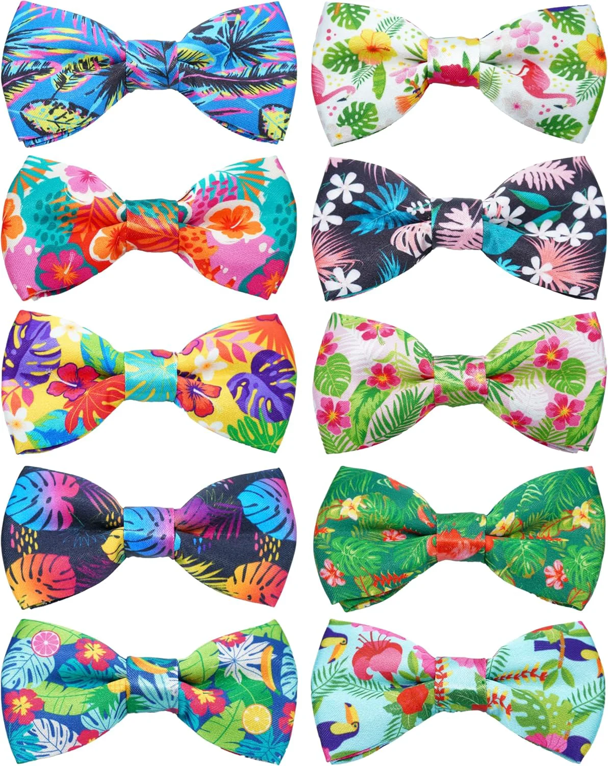 Trendy PET SHOW 10 Pack Summer Big Dog Bow Ties for Large Medium Dogs Sliding Collar Attachments Hawaiian Bowties Floral Fruit Bowknots Party Holiday Pet Grooming Accessories Large Sophisticated