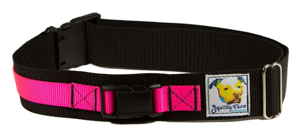Relaxed Squishy Face Studio Hands Dog Leash Belt Medium-Large Neon Pink Casual