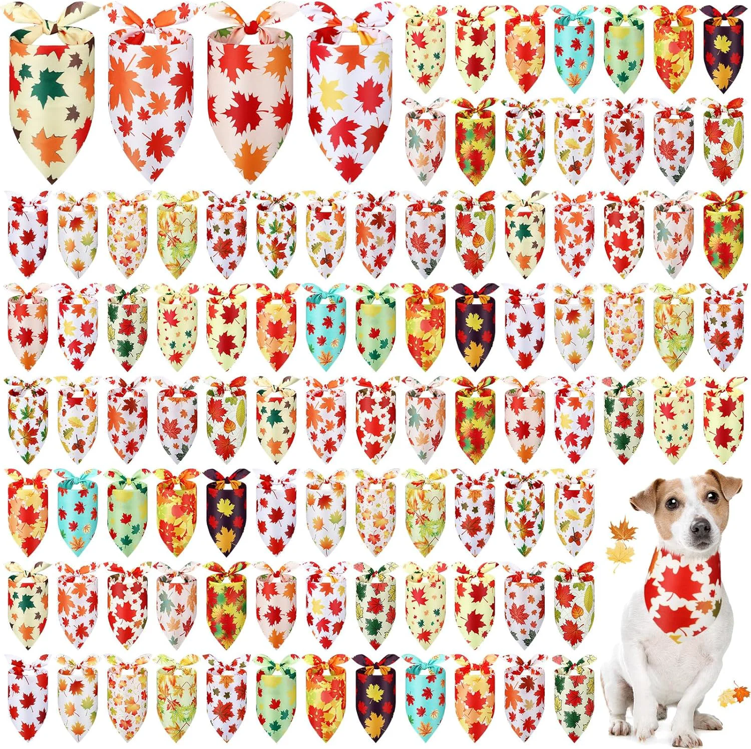 Trusted Chunful 100 Pieces Fall Dog Bandanas Bulk Autumn Pet Bandanas with Leaves Patterns Triangle Scarf Bib Kerchief Set for Small Large Dog Thanksgiving Costume Accessories 25.6 x 17.7 x 17.7 Clean