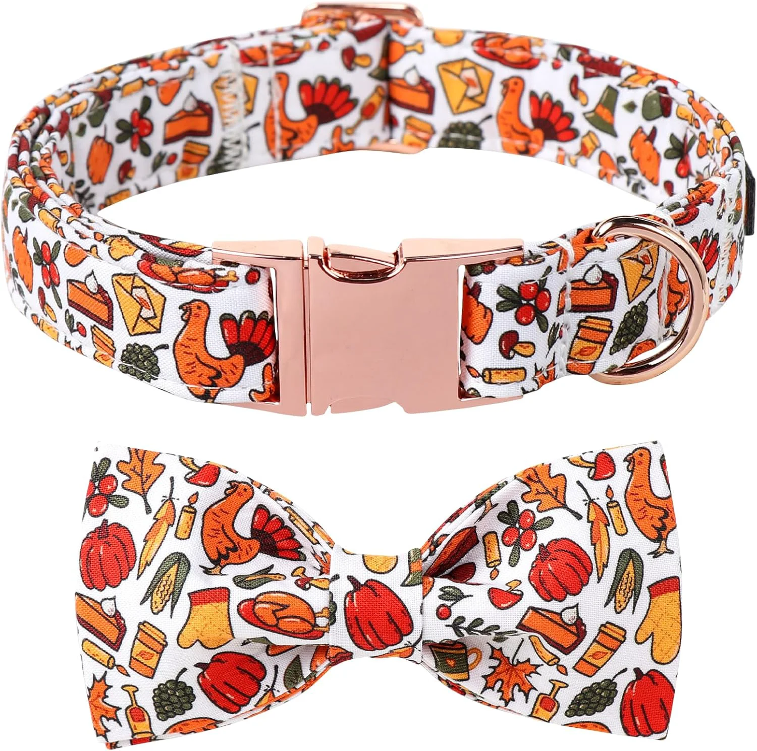 Secure Lionet Paws Thanksgiving Dog Collar Cute Fall Dog Collar for Medium Dogs Adjustable Cotton Pet Collars for Small Medium Dogs Genuine