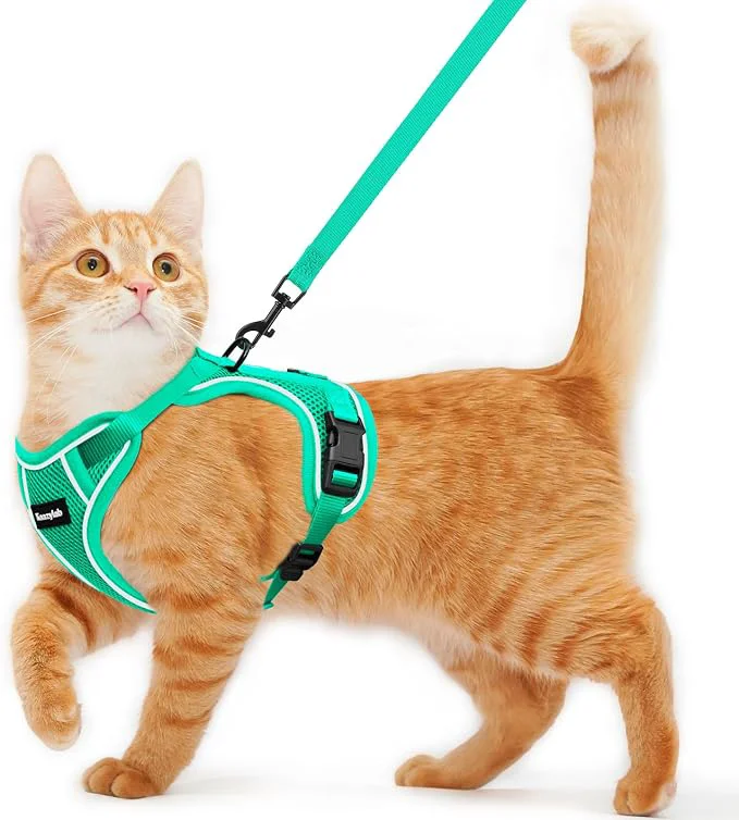Flexible Cat Harness and Leash for Walking Escape Proof Soft Adjustable Cat Leash Fine