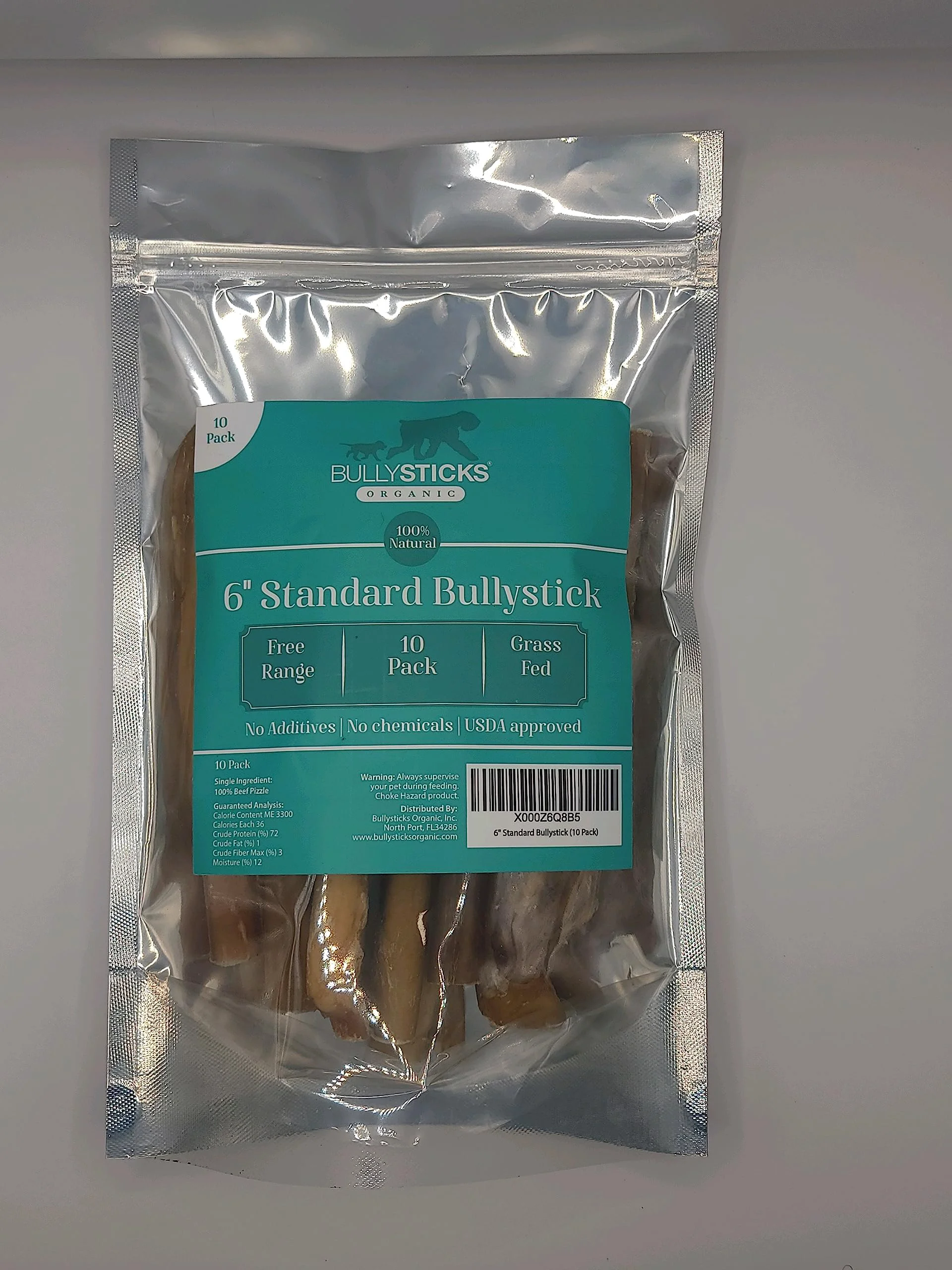 High-Grade Bullysticks Organic Standard 6-inch Bully Sticks for Dogs - Range All Natural USDA 10 Pack Practical