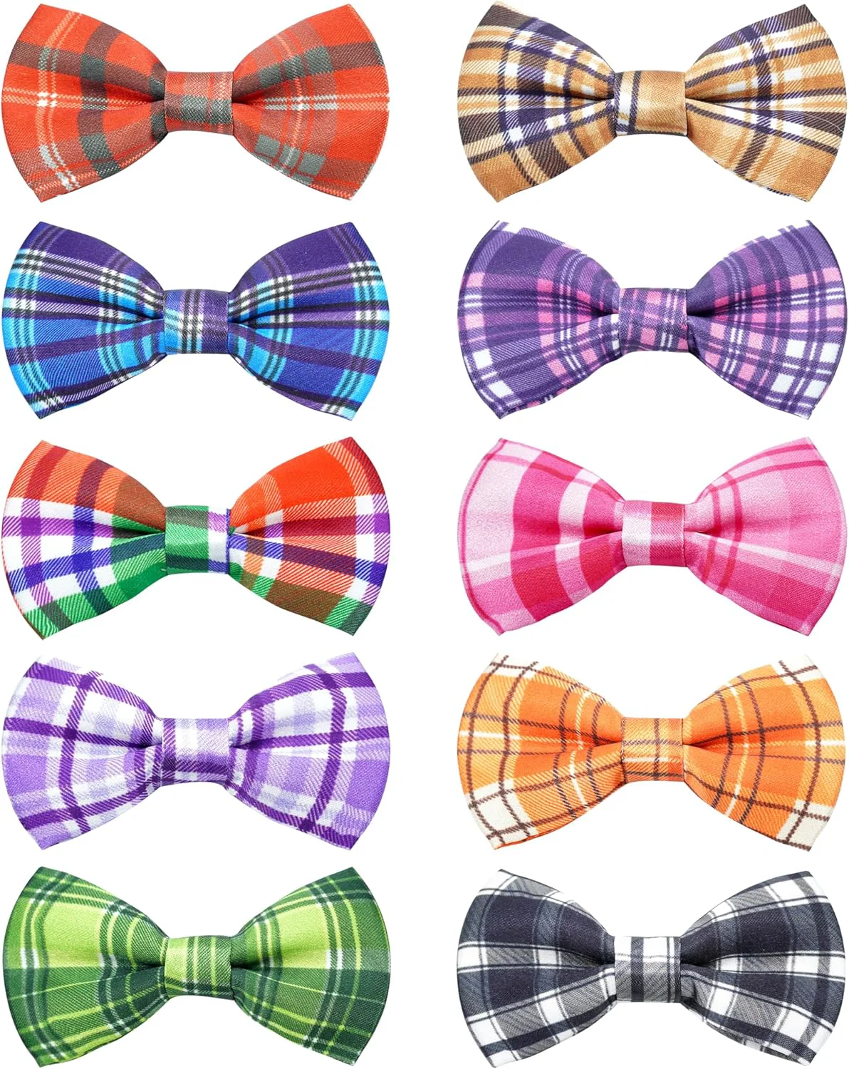 Environmentally Friendly PET SHOW 10 Pack Plaid Big Dog Bow Ties for Large Medium Dogs Sliding Collar Attachments Classic Bowties Rainbow Bowknots Christmas Party Holiday Pet Grooming Accessories Large Advanced