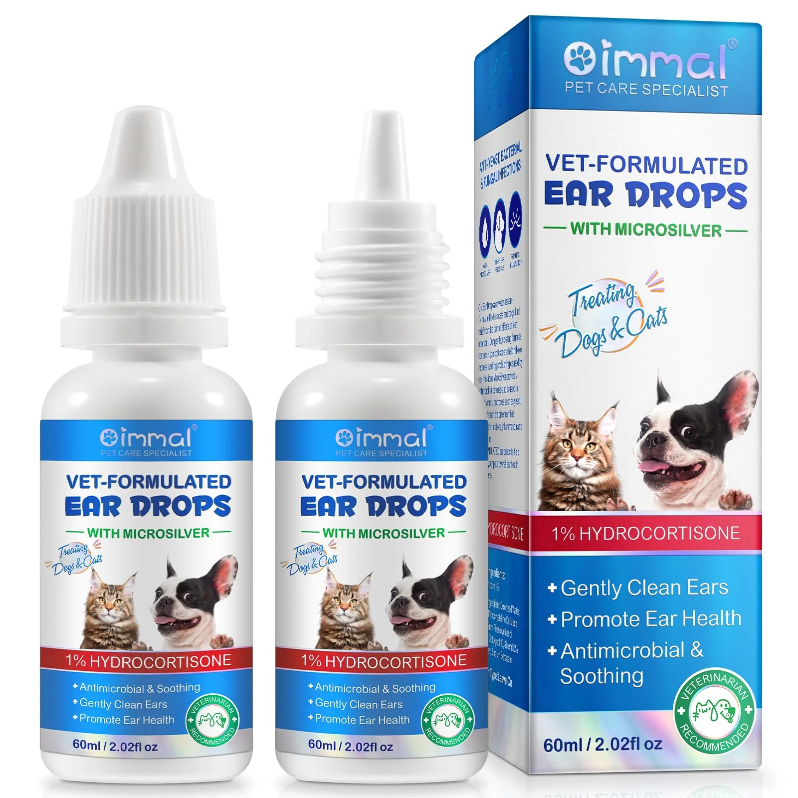 Smart VOSIFSDIY Dog Cat Ear Drops 2x2oz Hydrocortisone Ear Cleaning Solution Unique