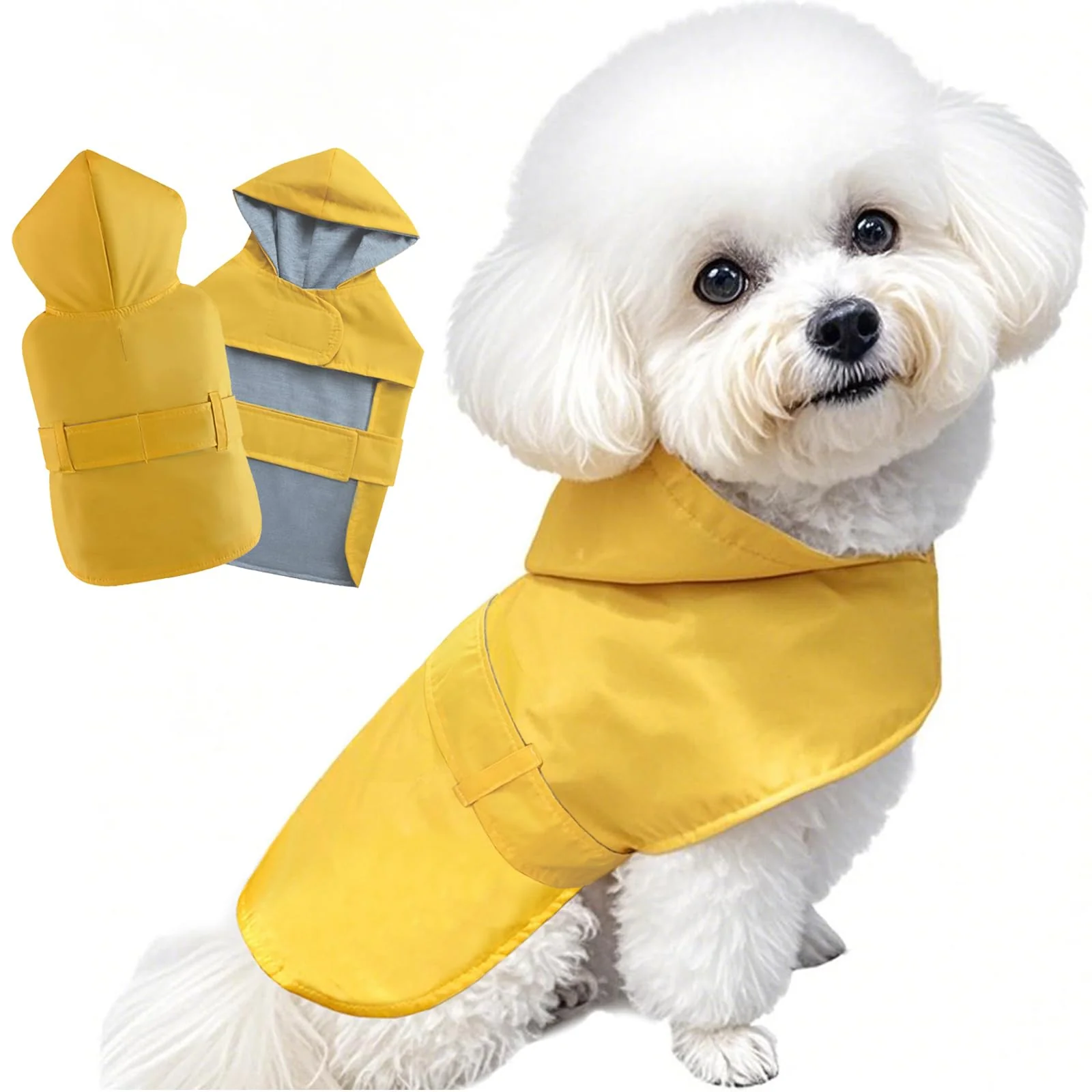 Original BECNBEAU Dog Raincoat - Waterproof Hooded Rain Jacket with Warm Lining Premium Material