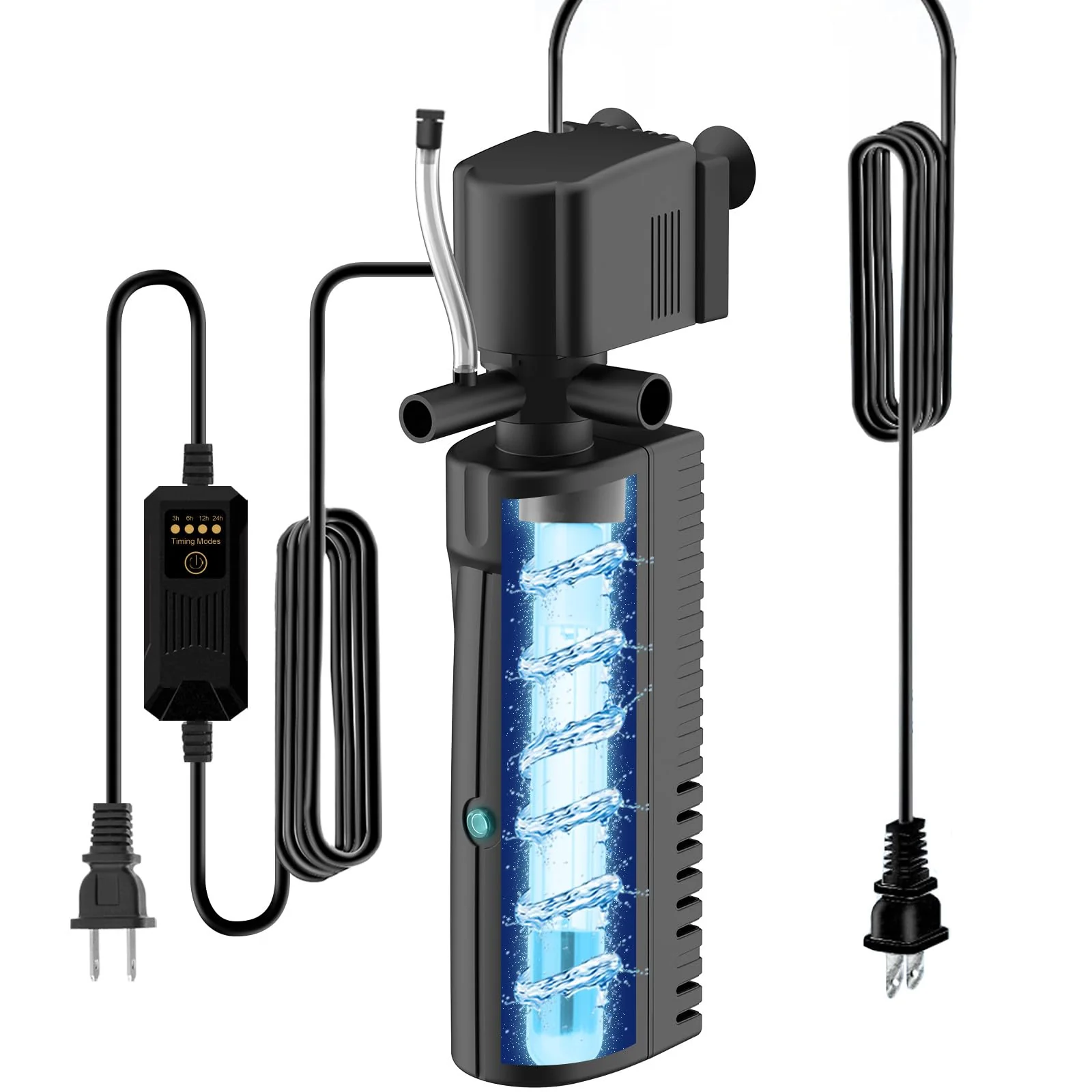 Expertly Made Devopet Aquarium U-V Filter for Green Water 10-40 Gallon Tank Timer Dual Outlet Pure