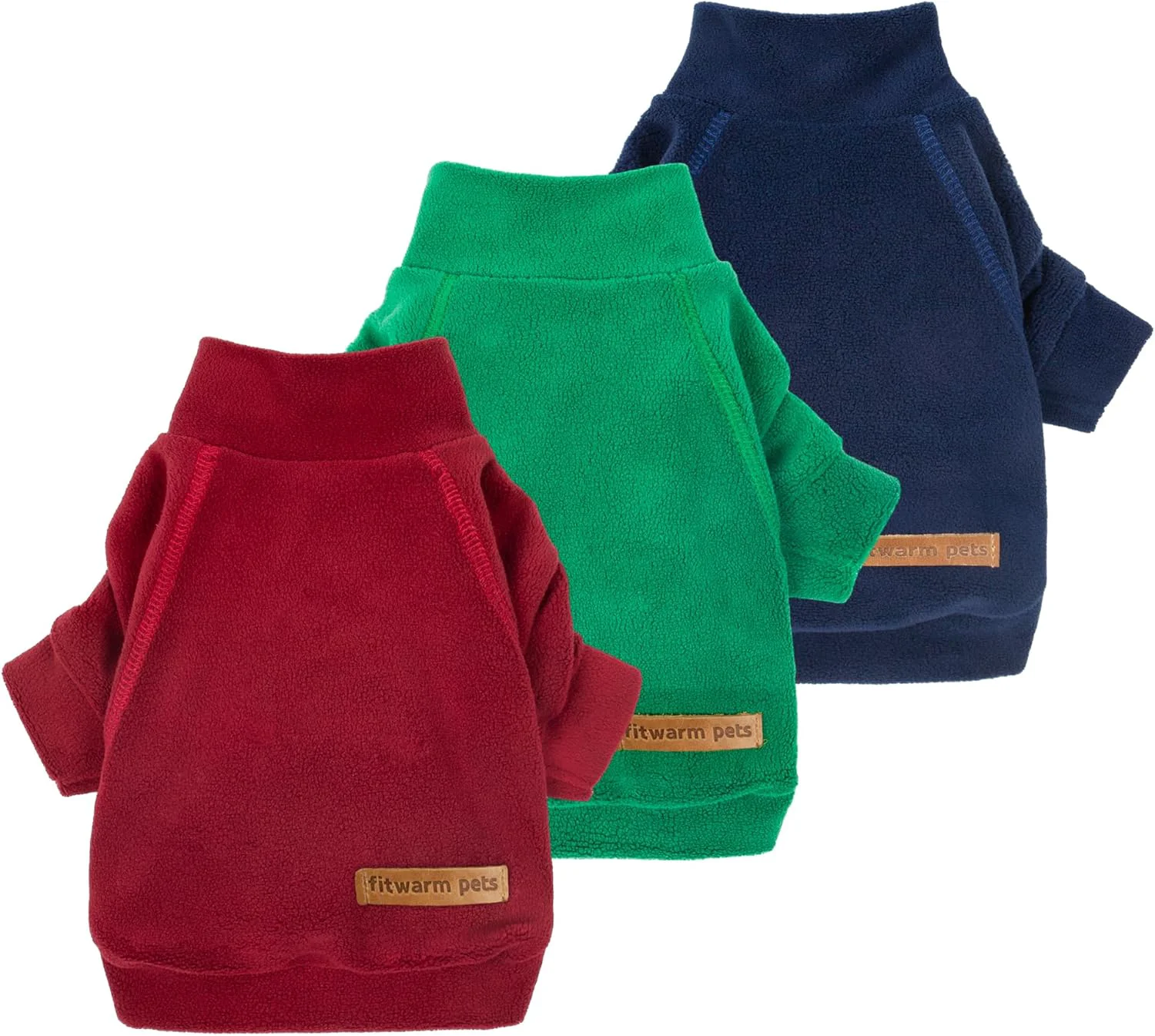 Next-Generation Fitwarm 3 Pack Classic Fleece Dog Sweater Christmas Dog Winter Clothes for Small Dogs Boy Girl Holiday Pet Apparel Burgundy Red Green Navy Blue Medium Sustainable