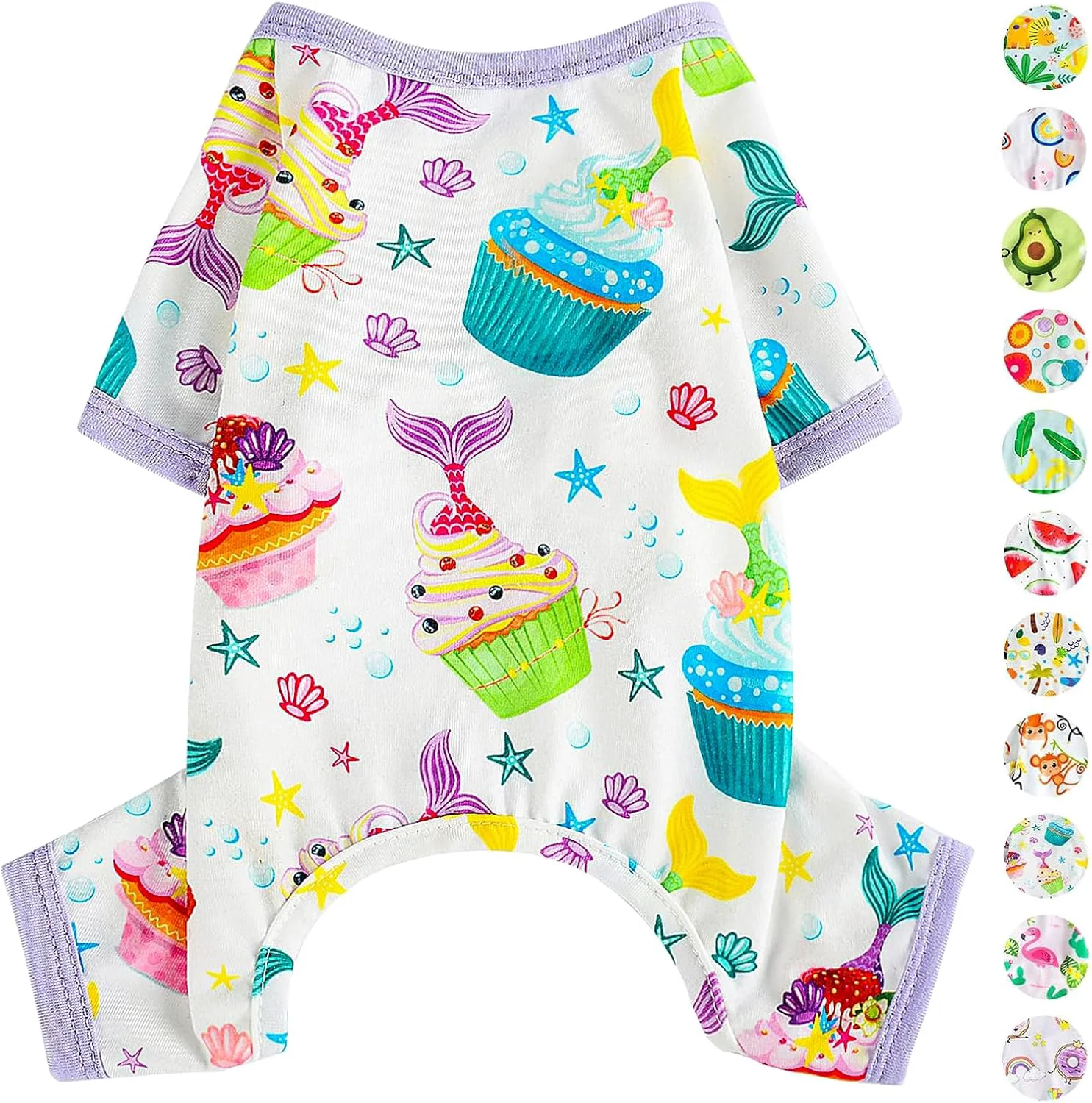 Trendy Dog Pajamas Pjs Summer Fall Dog Clothes for Small Dogs Girl - Boy - Medium Size Dogs Soft Stretchy Puppy Clothes Doggie Onesies Cat Pet Jammies Outfit Donut Purple Casual