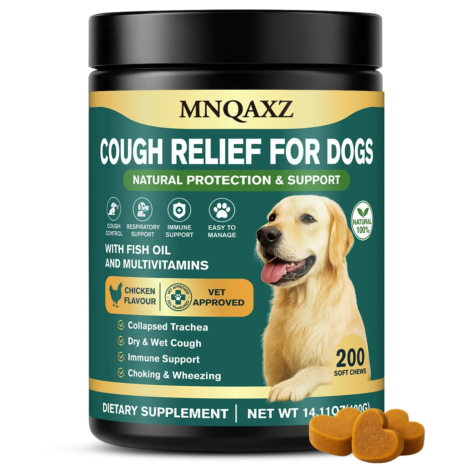 Reusable MNQAXZ Dog Cough Relief Chews – Natural Kennel Cough Support for Dogs Official