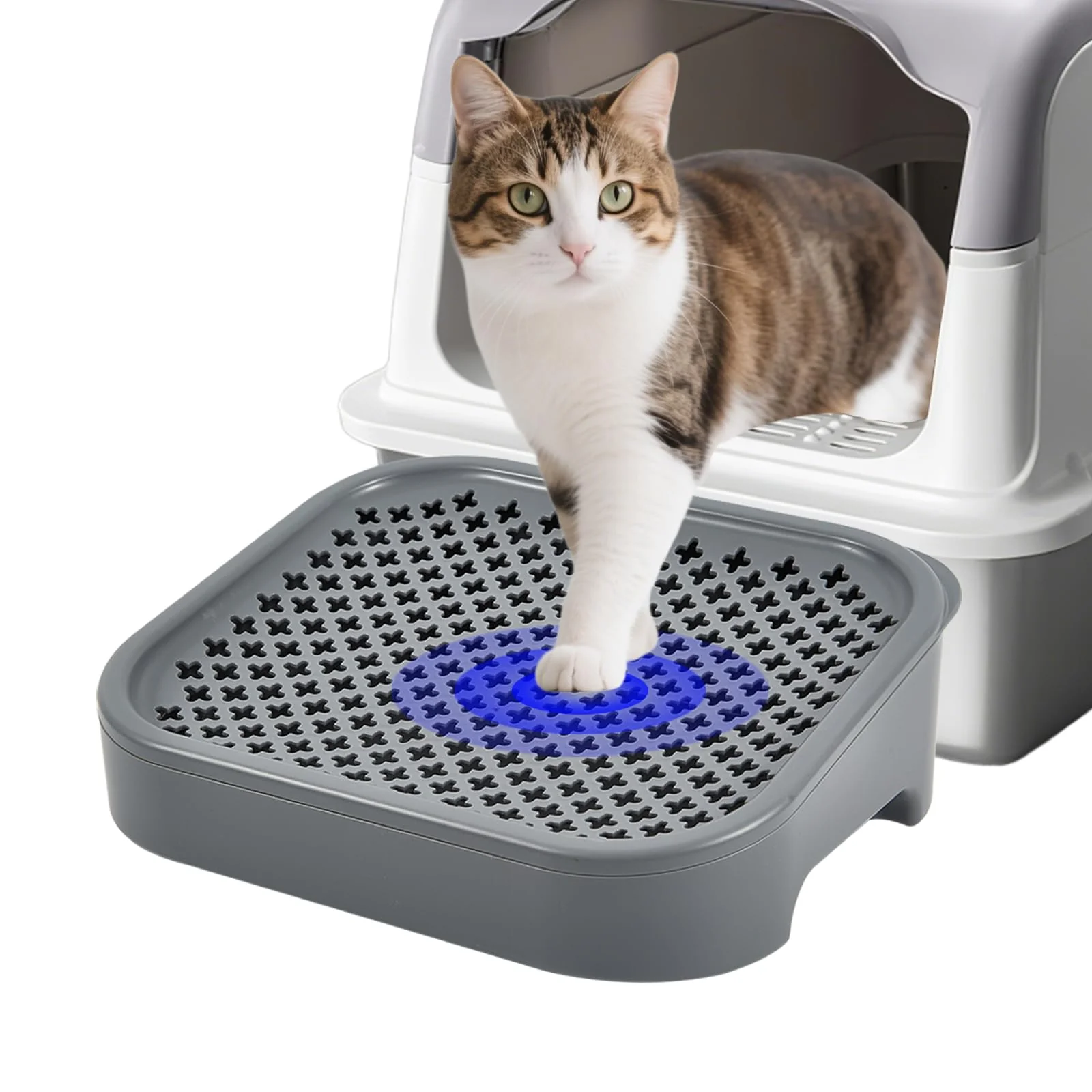 Relaxed SpaceTime d Cat Litter Mat — Ramp Access Litter-Trap Surface Washable Anti-Slip Modern