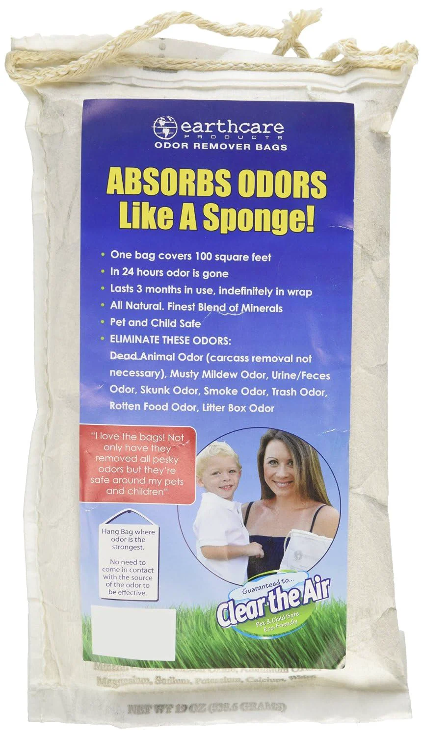 Prestigious Earth Care Odor Removing Bag Neutralizes Pet Odors Musty Smells – 1 Pack Efficient