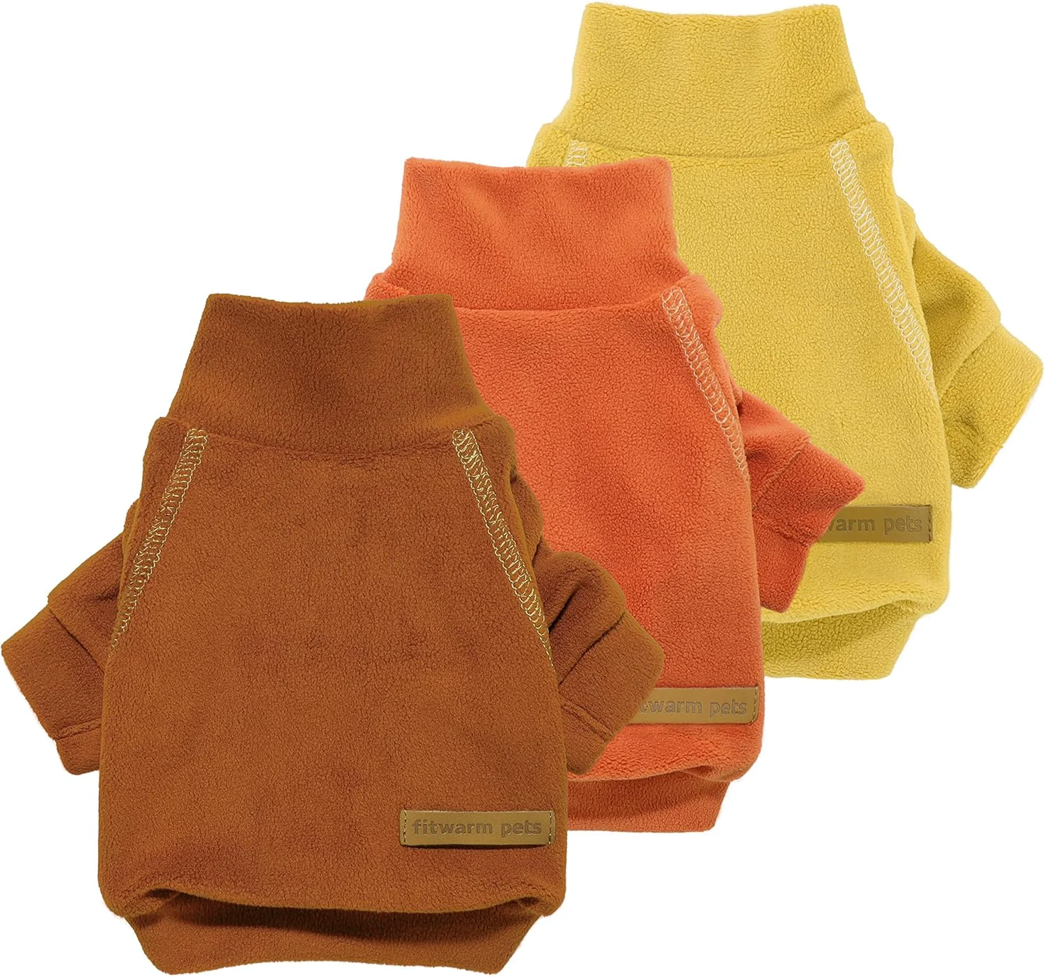Exceptional Fitwarm 3 Pack Classic Fleece Dog Sweater Turtleneck Dog Sweatshirt Winter Clothes for Small Dogs Boy Girl Pet Pullover Jumper Cat Apparel Orange Yellow Coffee Small Quality