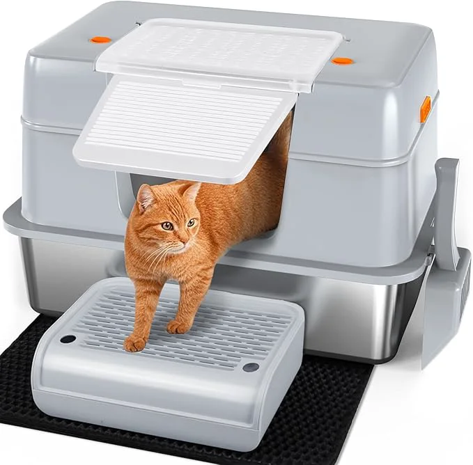 Elegant Vivifying Stainless Steel Litter Box Powerful