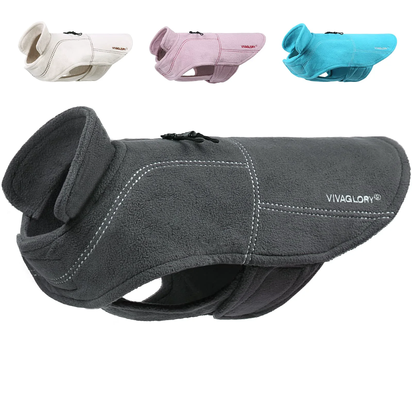 Functional VIVAGLORY Softpad Dog Fleece Vest Lightweight Reflective Harness Hole – Size L Grey Selected