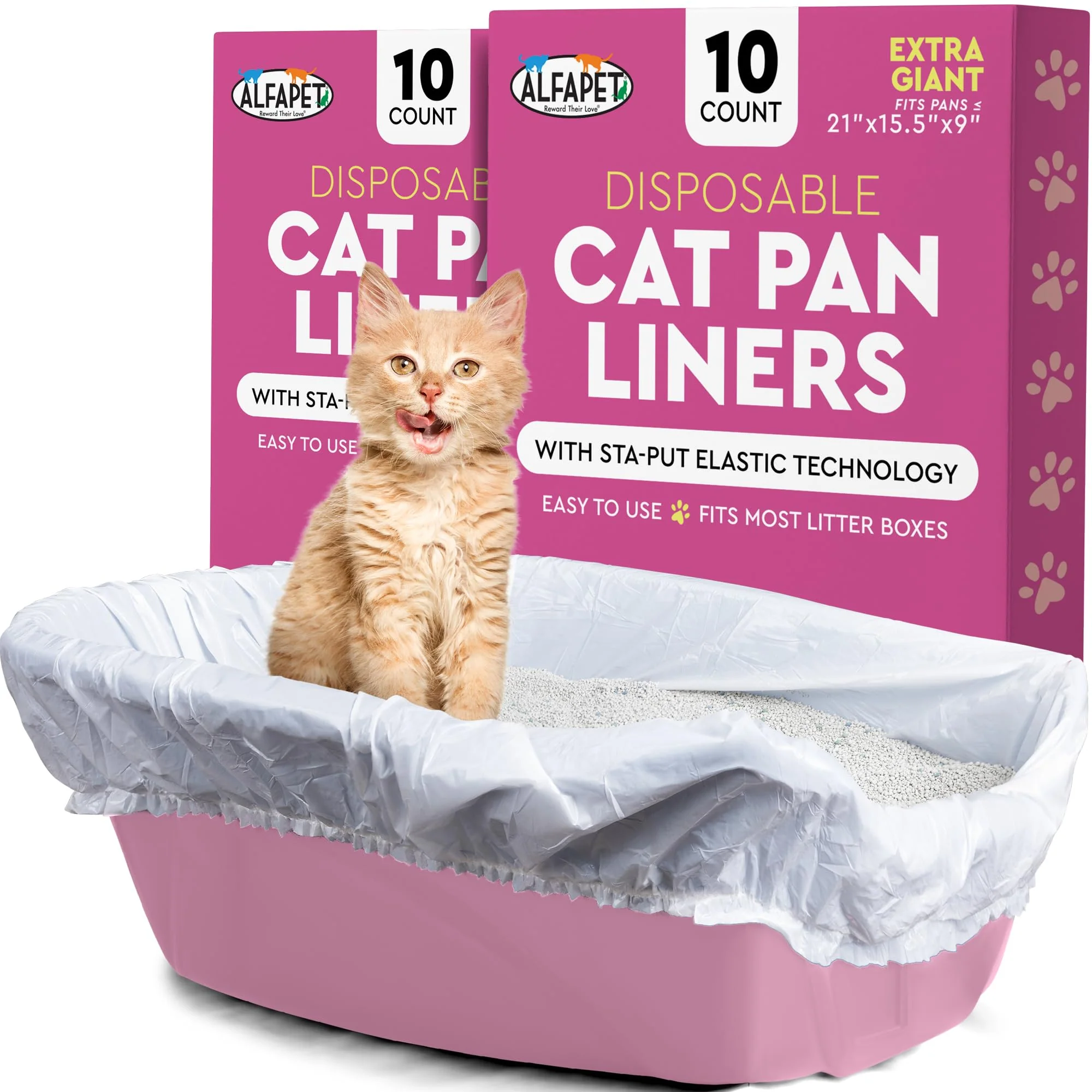 Practical Alfapet Sta-Put Cat Litter Box Liners – Elastic Fit 20 Count Large to Giant Quick Clean Waste Cleanup Optimized