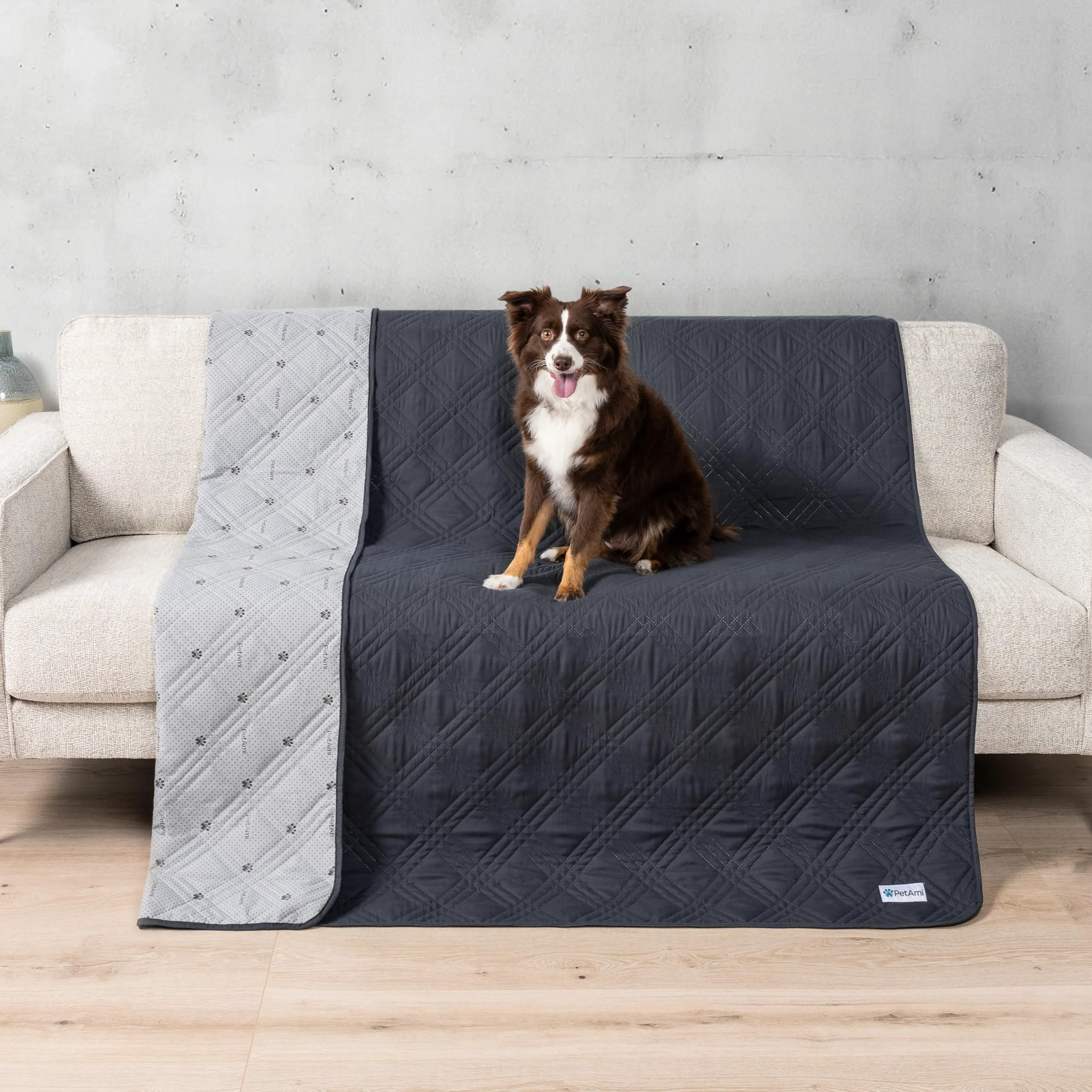 Minimalist PetAmi Reversible Furniture Cover – Waterproof 68x82 Gray Sofa Protector Sustainable