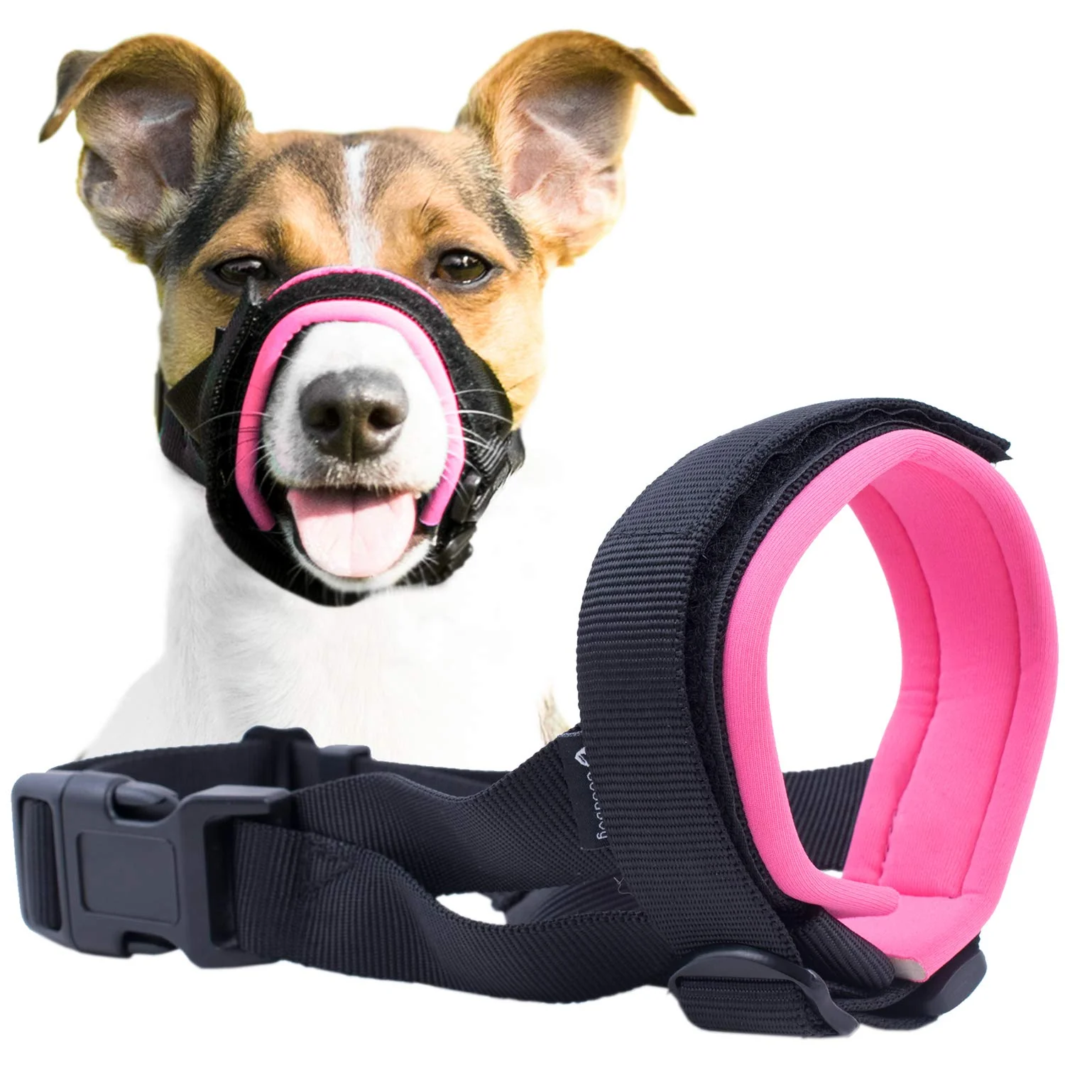 Healthy GoodBoy Gentle Muzzle Guard for Dogs L Pink – Soft Neoprene Adjustable Fit Convenient