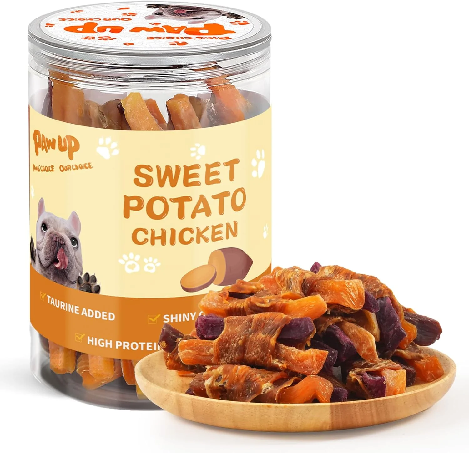 High-Performance PAWUP Chicken Sweet Potato Dog Treats Double Sweet Potato Chews with Taurine Healthy Pet Snacks for Small Medium Large Dogs 12.5 oz Authentic