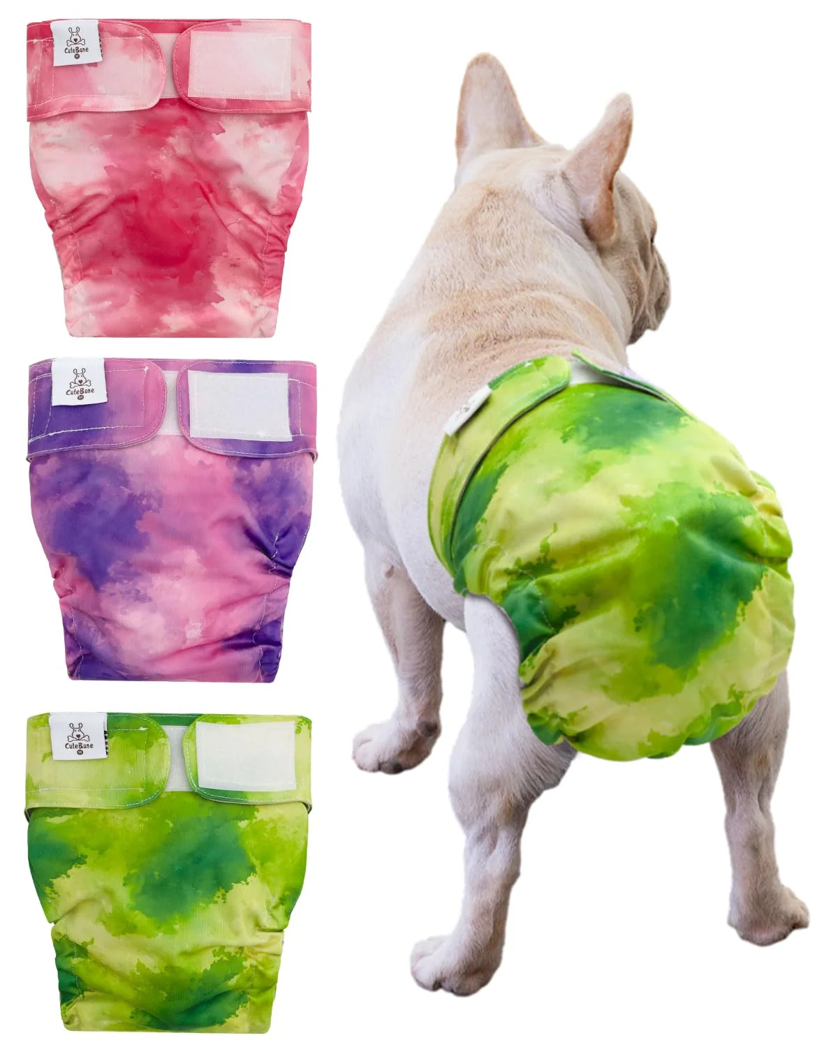 Minimalist CuteBone Washable Dog Diapers No Tail Hole – 3 Pack for Docked-Tail Breeds Potty Training Incontinence Luxury