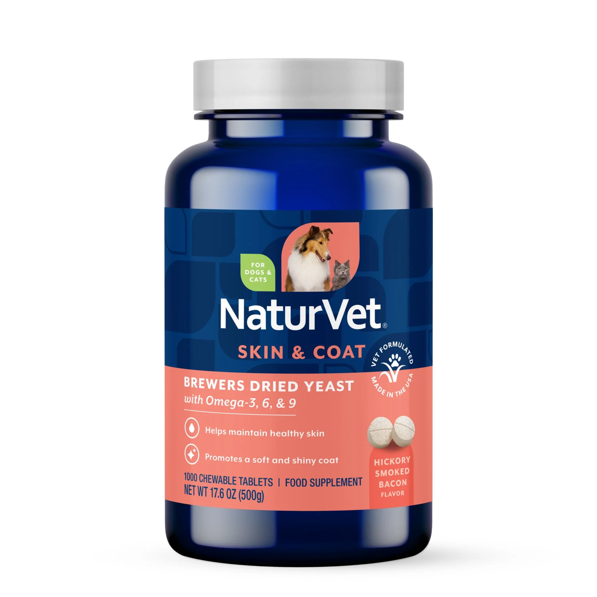 Superior NaturVet Brewer s Dried Yeast with Garlic Omegas – Vet-Formulated for Dogs Cats 1000 Chewables Optimized