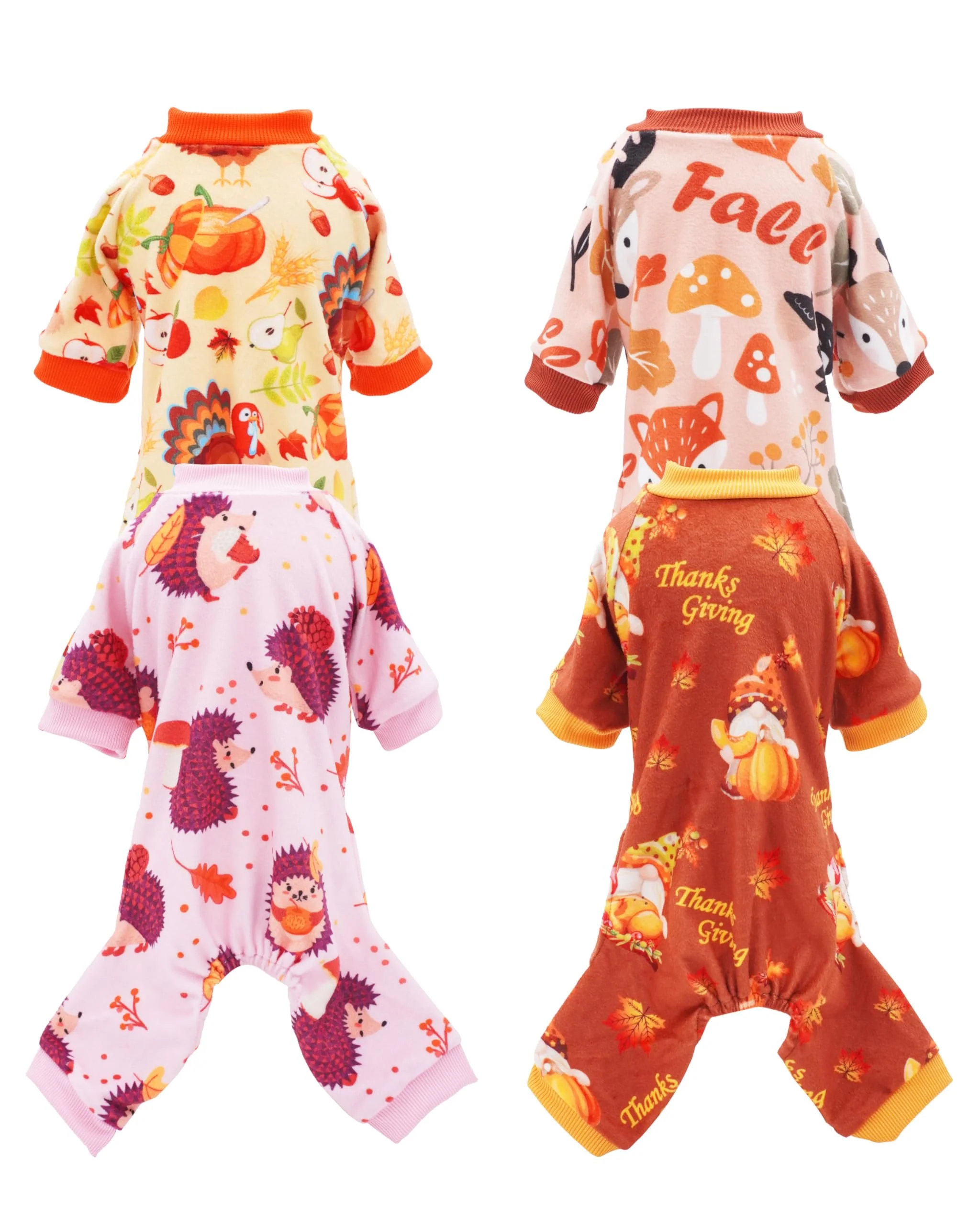 Genuine PET SHOW 4 Pack Fall Small Dog Pajamas – Thanksgiving Autumn Outfits Crafted