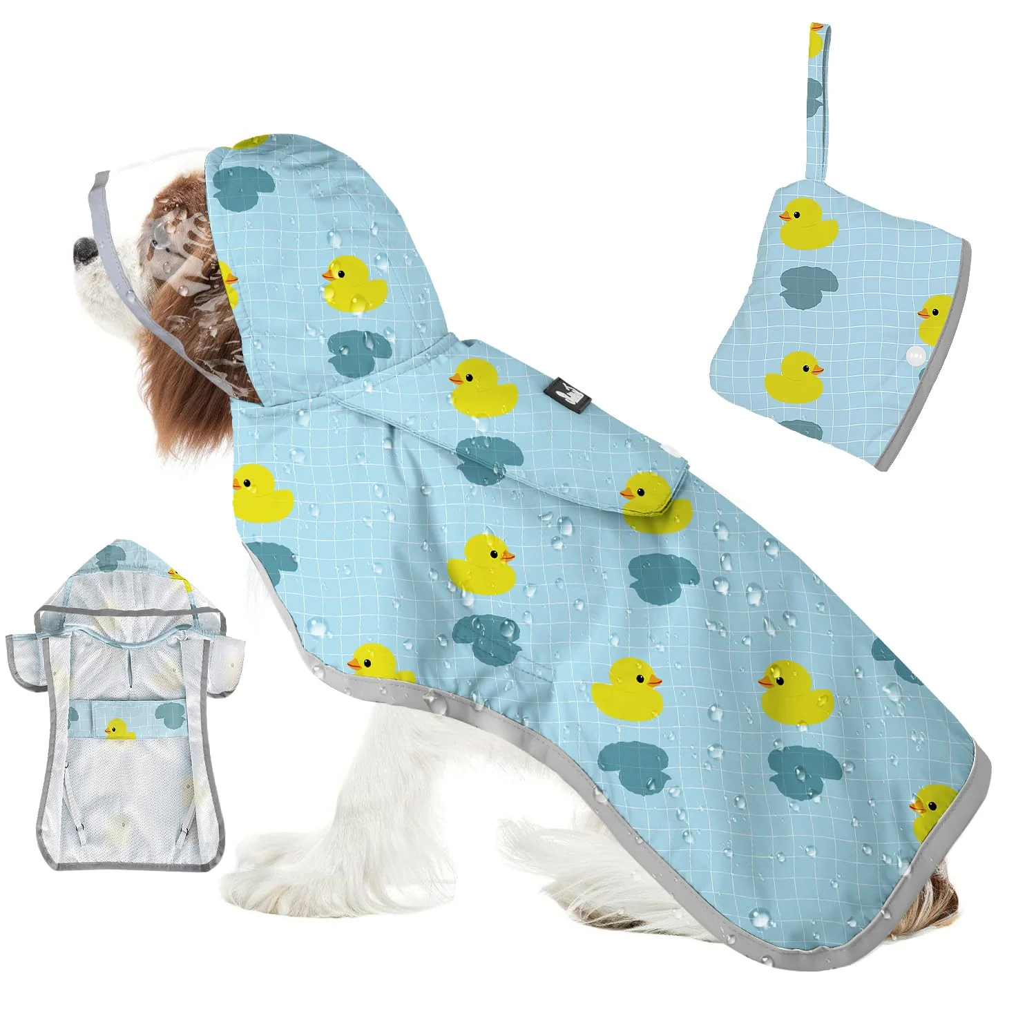 Practical SlowTon Dog Raincoat – Adjustable Waterproof Jacket with Clear Hood Reflective Brim DK M Modern