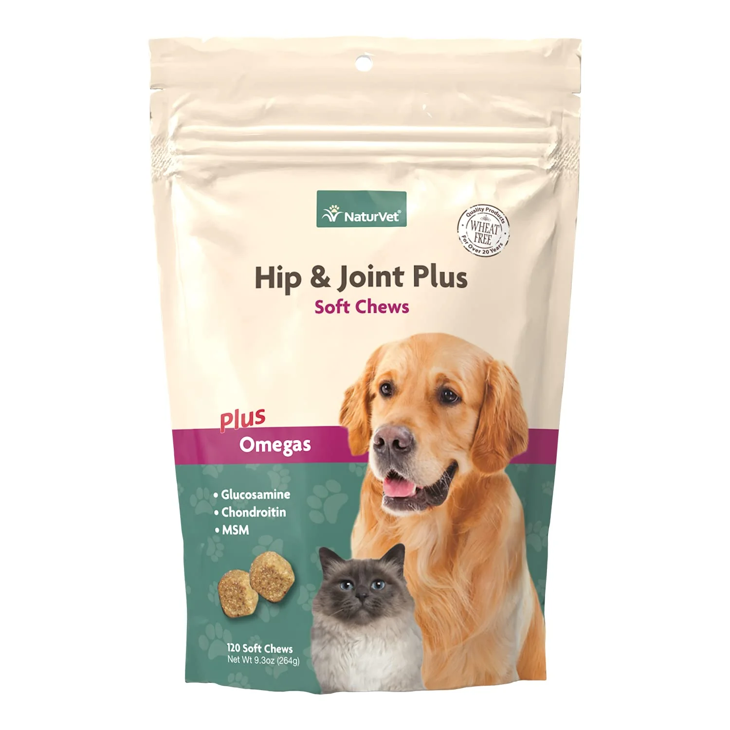 Durable NaturVet Hip Joint Plus Soft Chews – 120 Count Premium