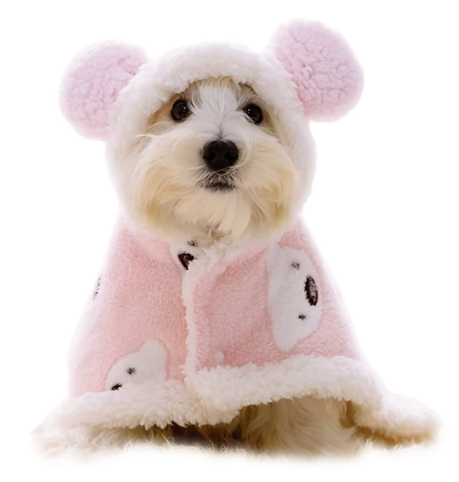 Proven GabeFish Pink Dog Winter Coat with Hat - Size Small to Large Cozy Pet Cloak Blanket Detailed