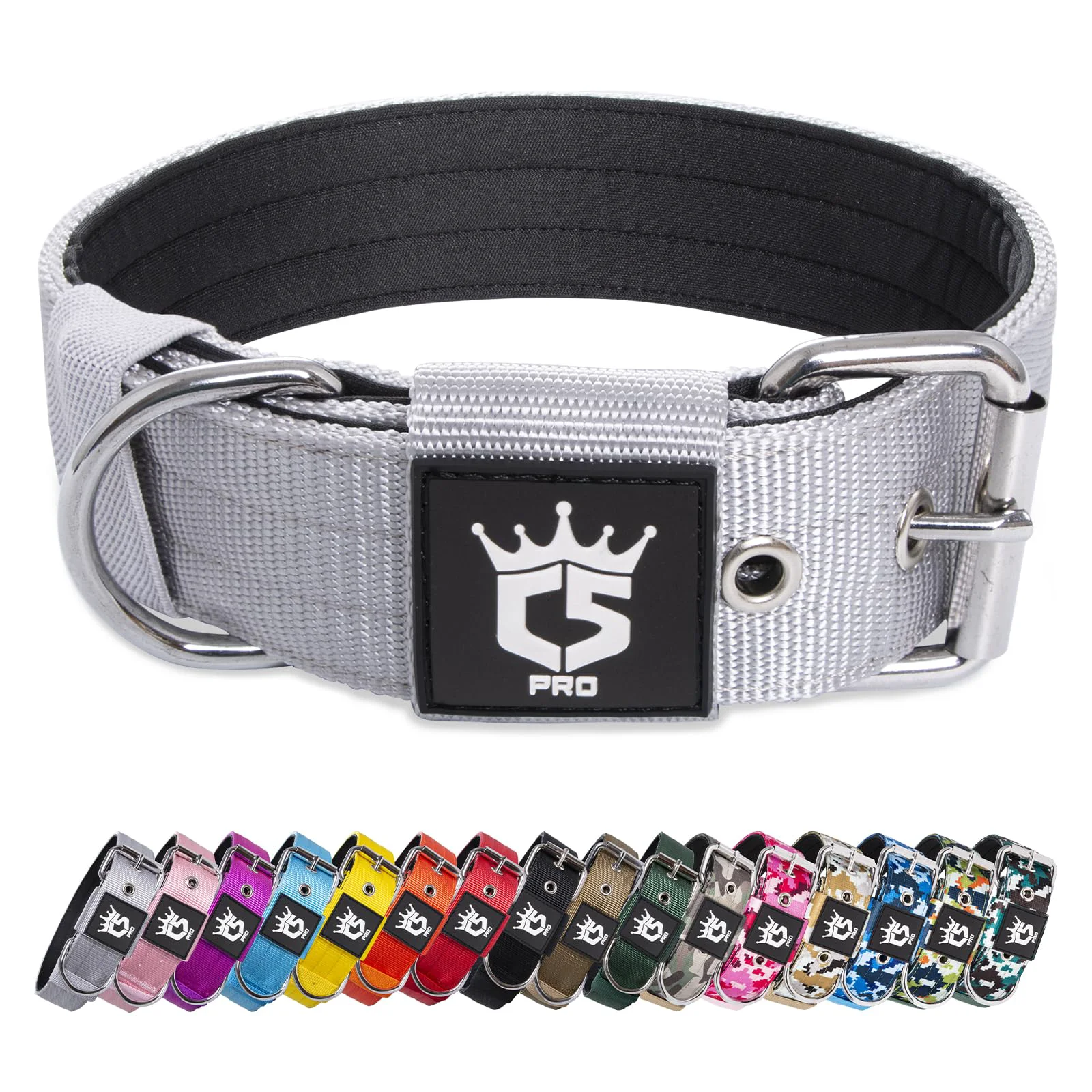 Excellent TSPRO Tactical Dog Collar 1.5-Inch Wide – Heavy-Duty Adjustable for Medium to Large Dogs Silver M Sophisticated