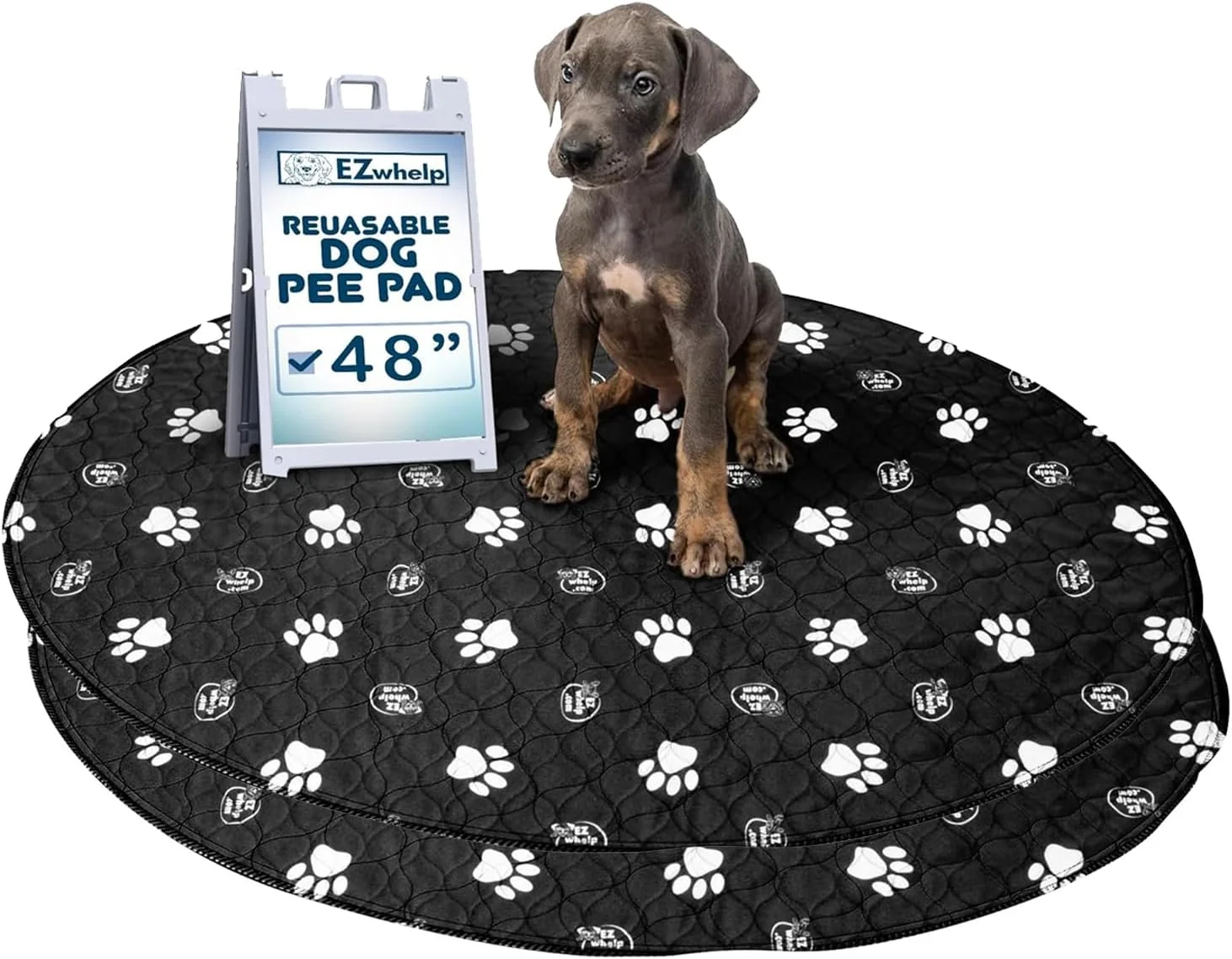 Lightweight EZwhelp Pack of 2 Reusable Dog Pee Pad Washable Slip-Resistant Waterproof Mat 24x48 Inches Responsible