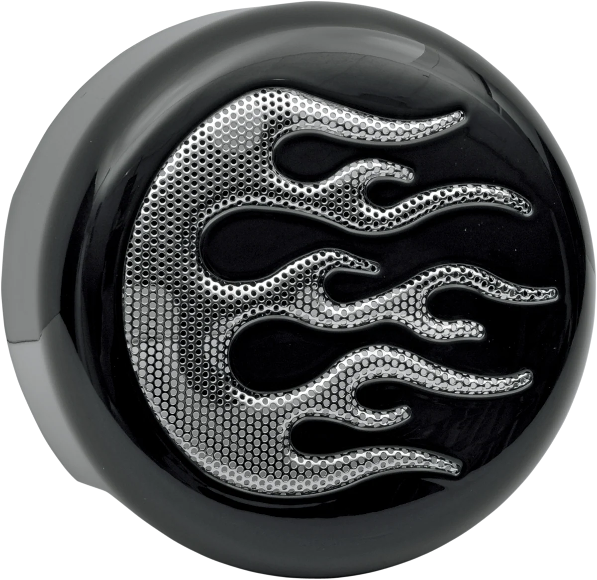 Optimized DRAG SPECIALTIES Horn Cover - Black with Chrome Flame 76705F Luxury