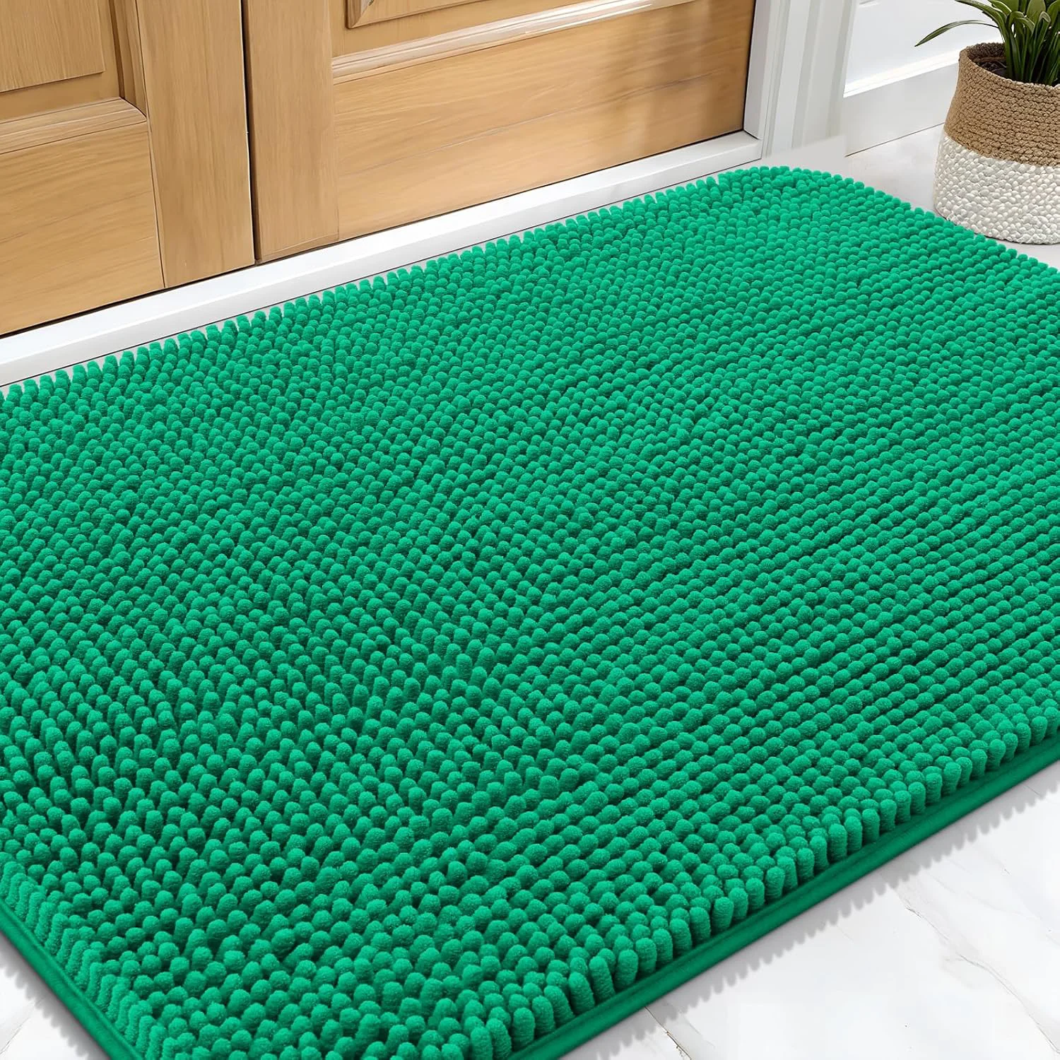 Original Design OLANLY Dog Door Mat for Muddy Paws 30x20 Absorbs Moisture and Dirt Absorbent Non-Slip Washable Doormat Quick Dry Chenille Mud Mat Entry Indoor Entryway Carpet for Inside Floor Emerald Green Proven