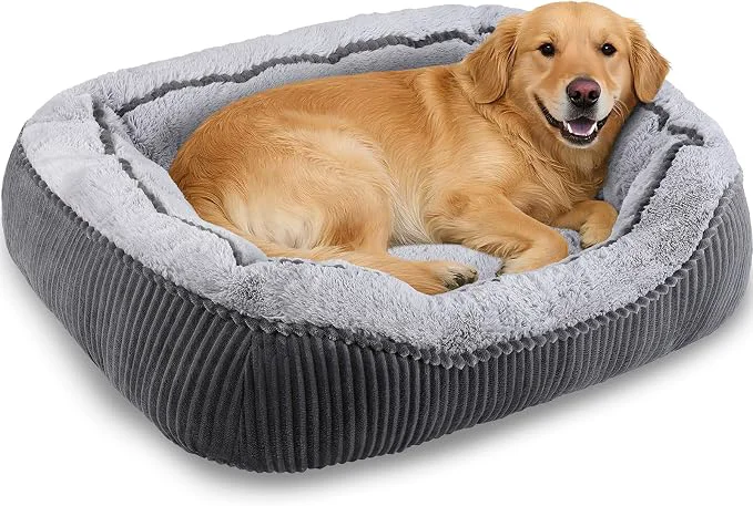 Comfortable SIWA MARY Large Dog Bed for Large Dogs Rectangle Dog Bed Large Size Dog Natural