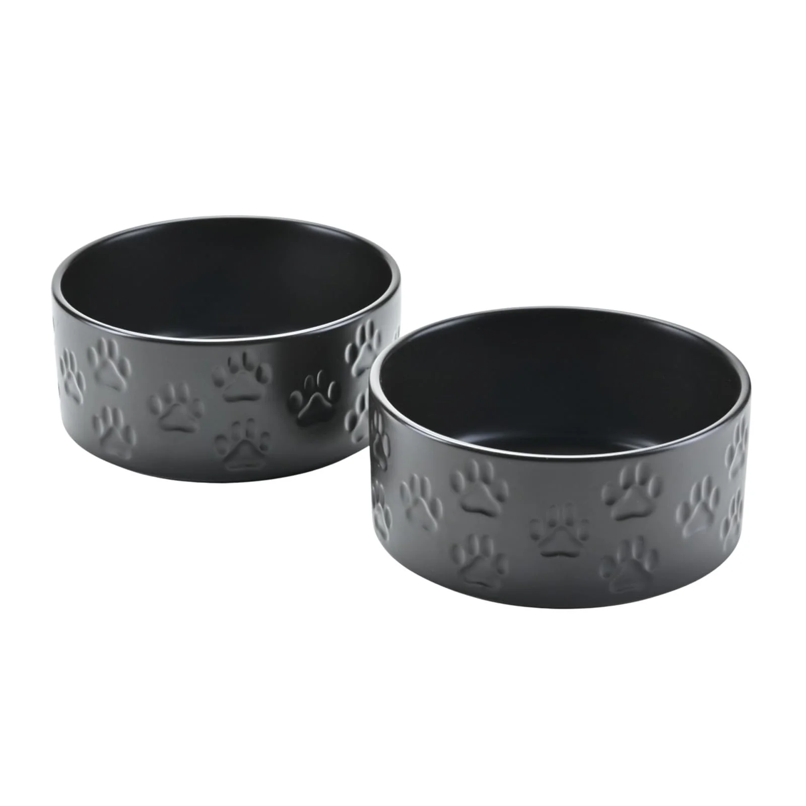 Long-Lasting SPUNKYJUNKY Ceramic Dog Cat Bowls 2 Pack – 5.1-inch 13.5 oz Non-Slip Microwave Dishwasher Safe Paw Black Effective