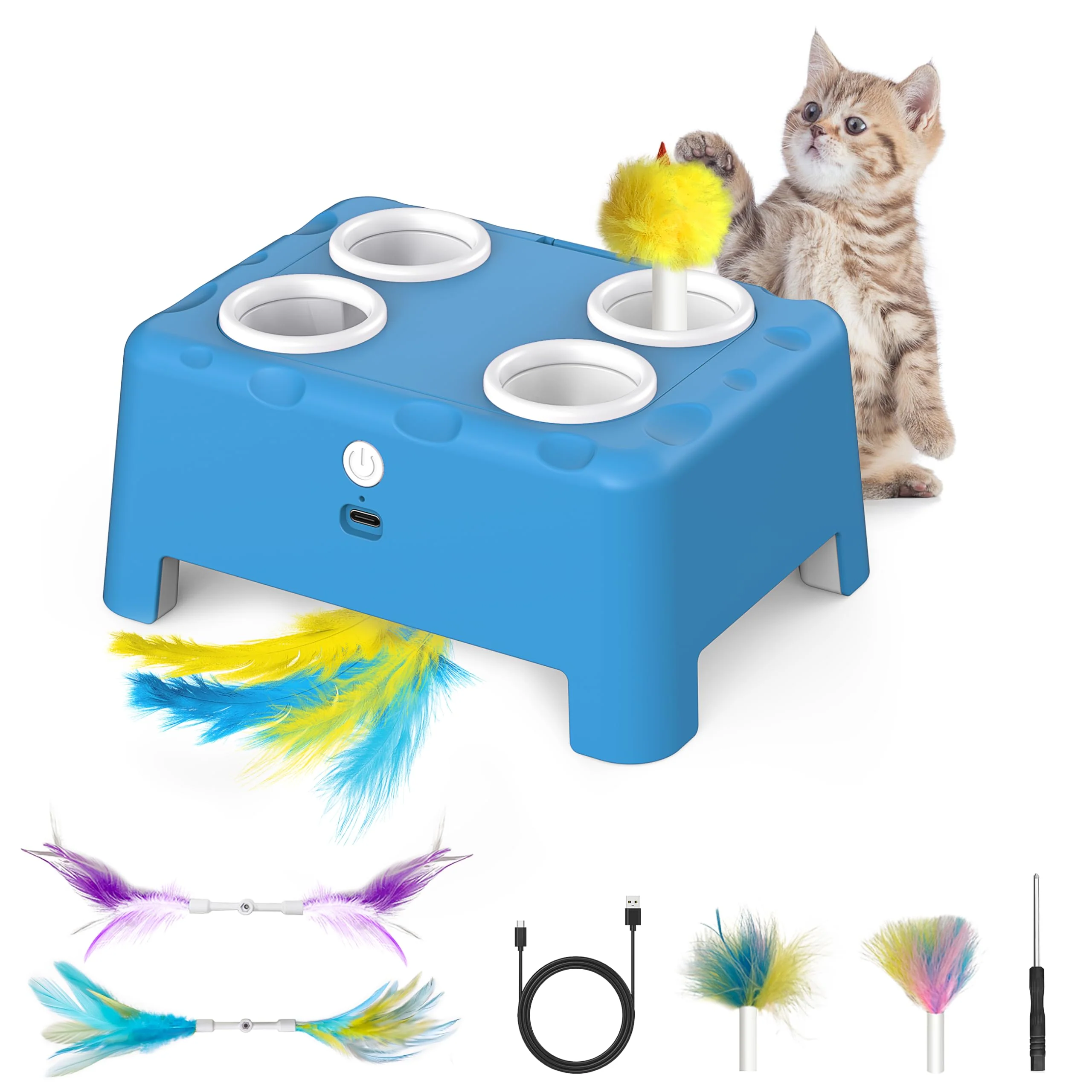 Genuine Bolpetizo Cat Toys - 2-in-1 Moving Feathers USB Rechargeable Interactive Toy Selected
