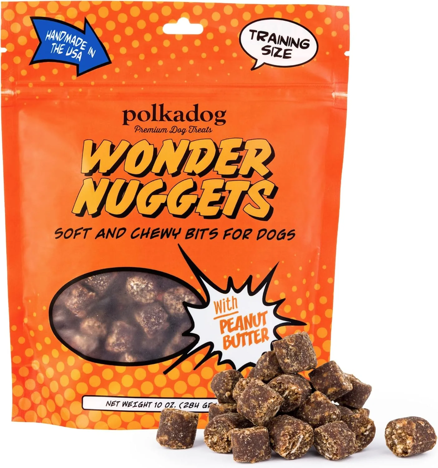Elegant Polkadog Wonder Nuggets – Soft Chewy Dog Treats with Peanut Butter – Healthy Limited Ingredient Training Treats for All Dog Breeds and Ages – Natural Made in USA – 10 oz Pure