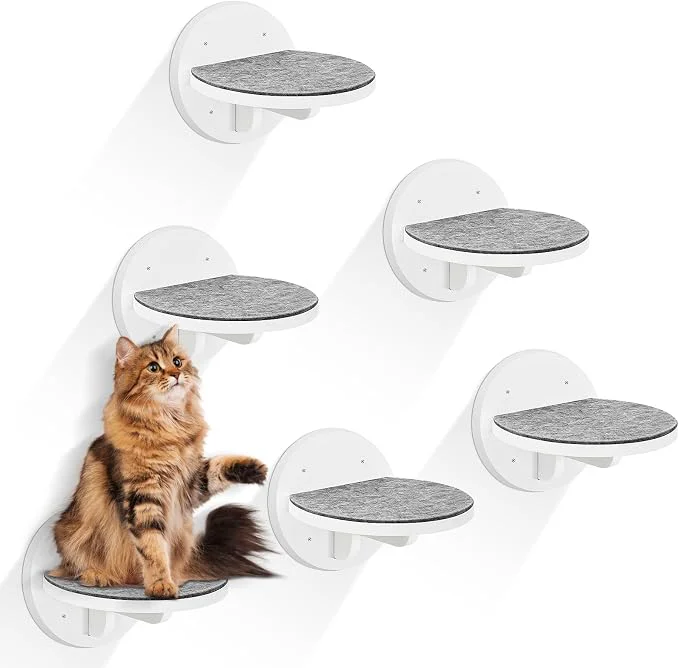 Original Design Cat Wall Shelves Furniture Set of 6 Wooden Cat Steps for Fine
